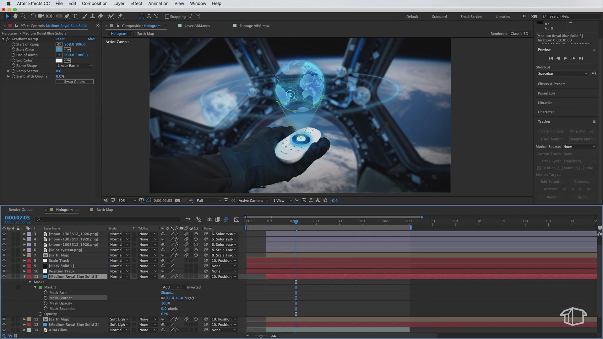 全息投影科技感地球ae教程