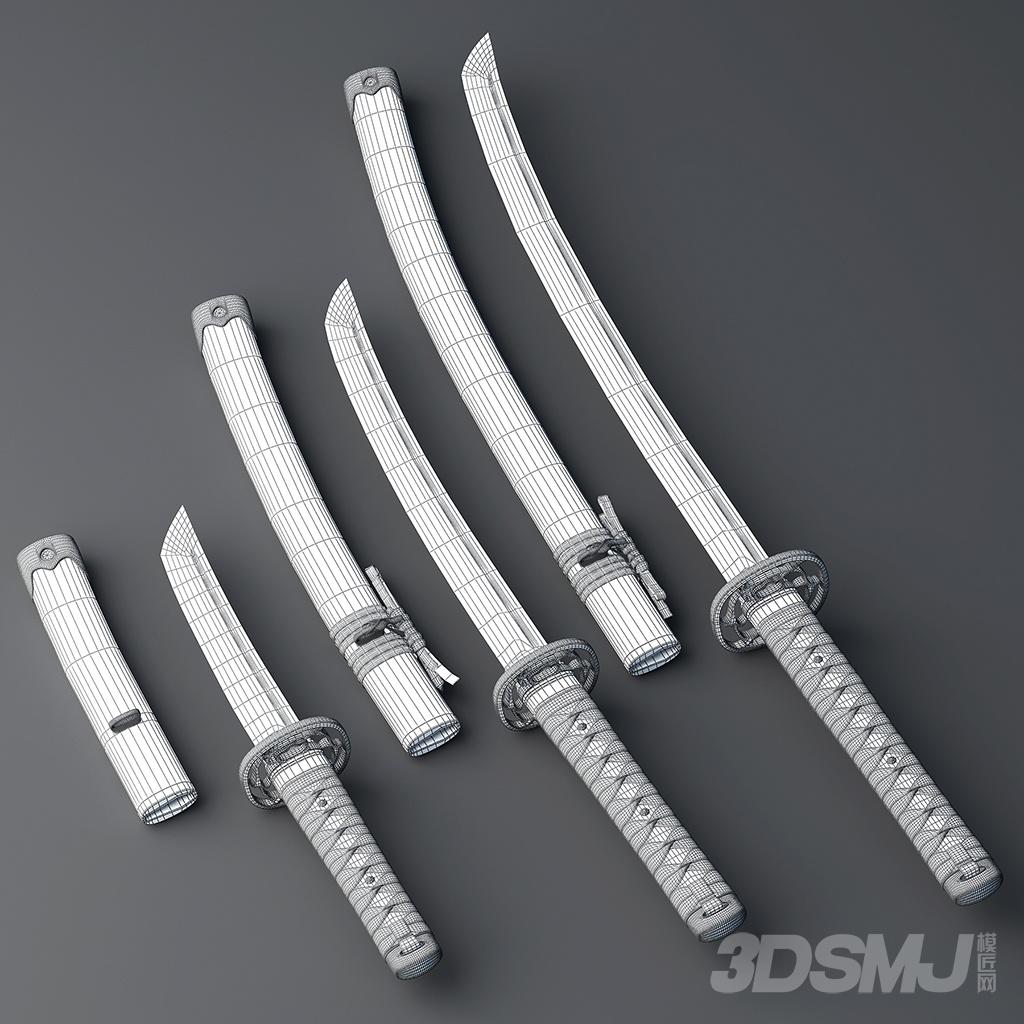 日本武士刀-3d模型-模匠网,3d模型下载,免费模型下载,国外模型下载