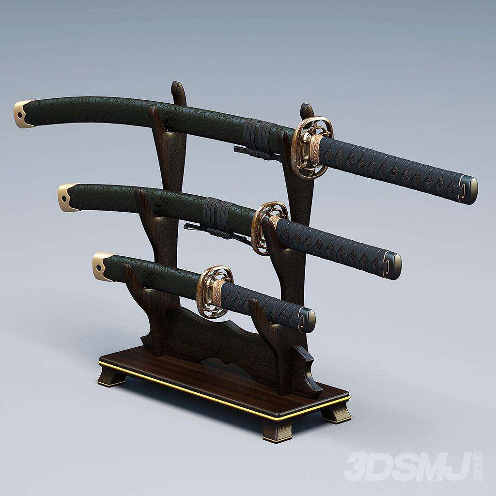 日本武士刀-3d模型-模匠网,3d模型下载,免费模型下载,国外模型下载