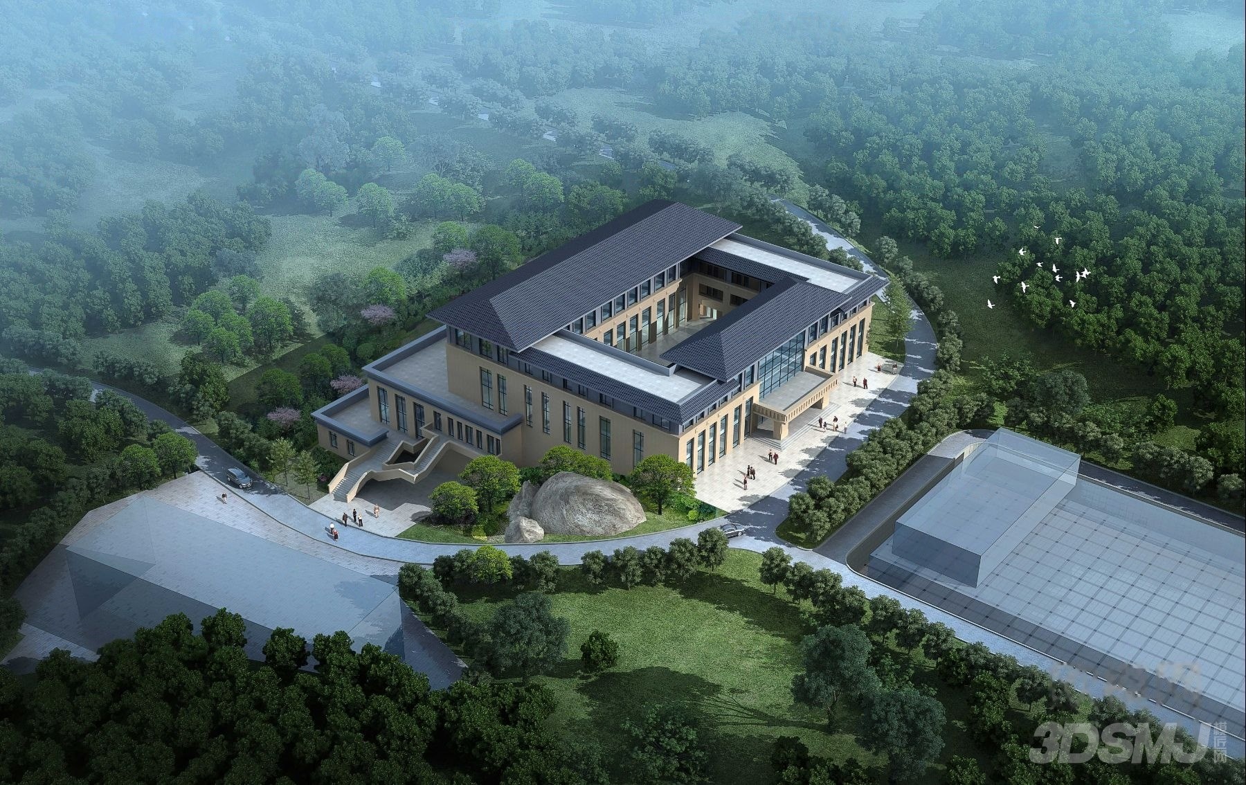 新中式办公楼外观-3d模型-模匠网,3d模型下载,免费模型下载,国外模型