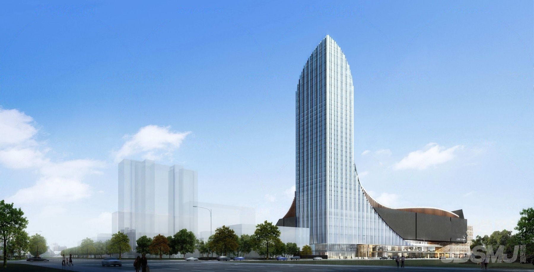 现代高层写字楼建筑外观-3d模型-模匠网,3d模型下载,免费模型下载