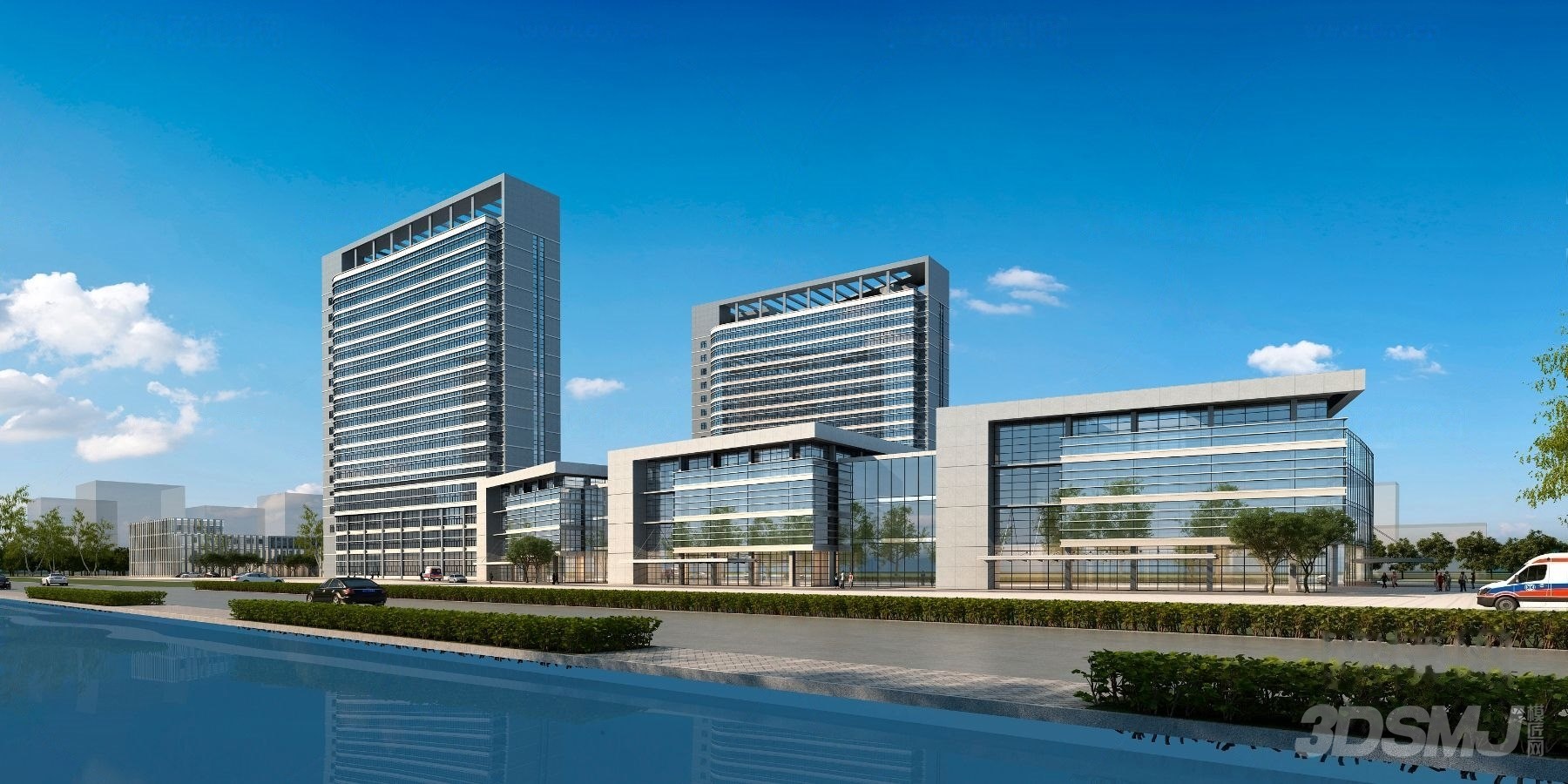 现代医院建筑外观-3d模型-模匠网,3d模型下载,免费模型下载,国外模型