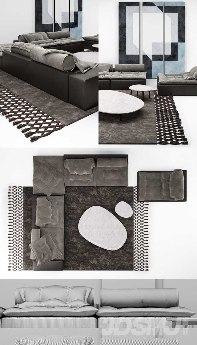 baxter沙发茶几地毯组合