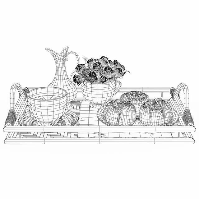 现代茶具茶盘蛋糕摆件组合