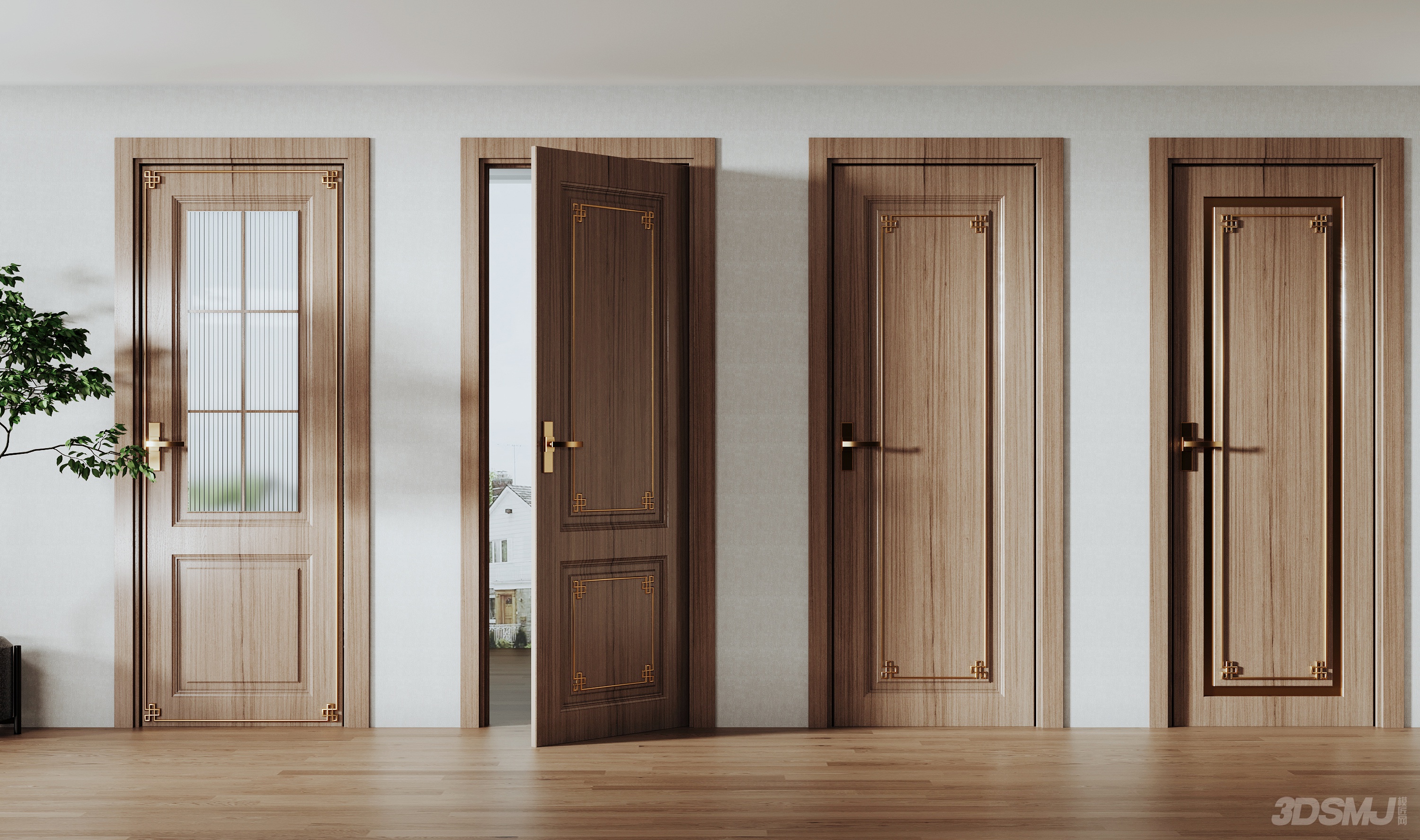 新中式房门组合-3d模型-模匠网,3d模型下载,免费模型下载,国外模型