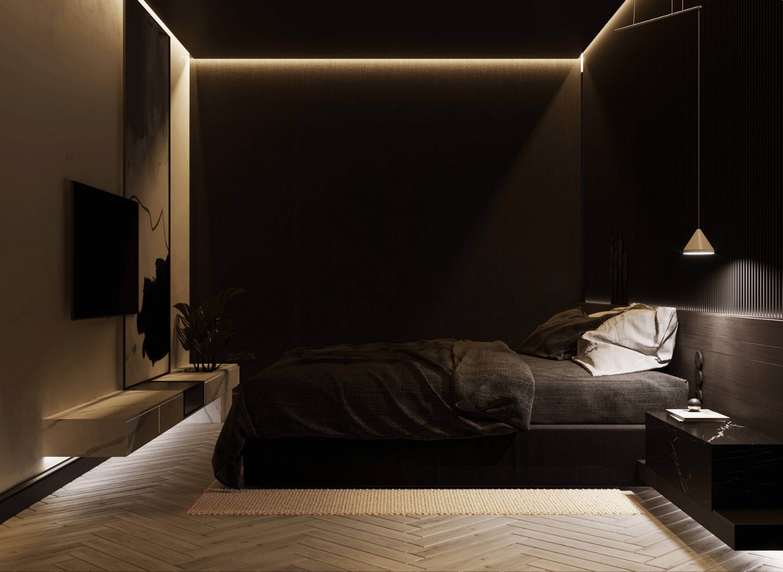 高级黑色系现代简约风空间设计质感细腻