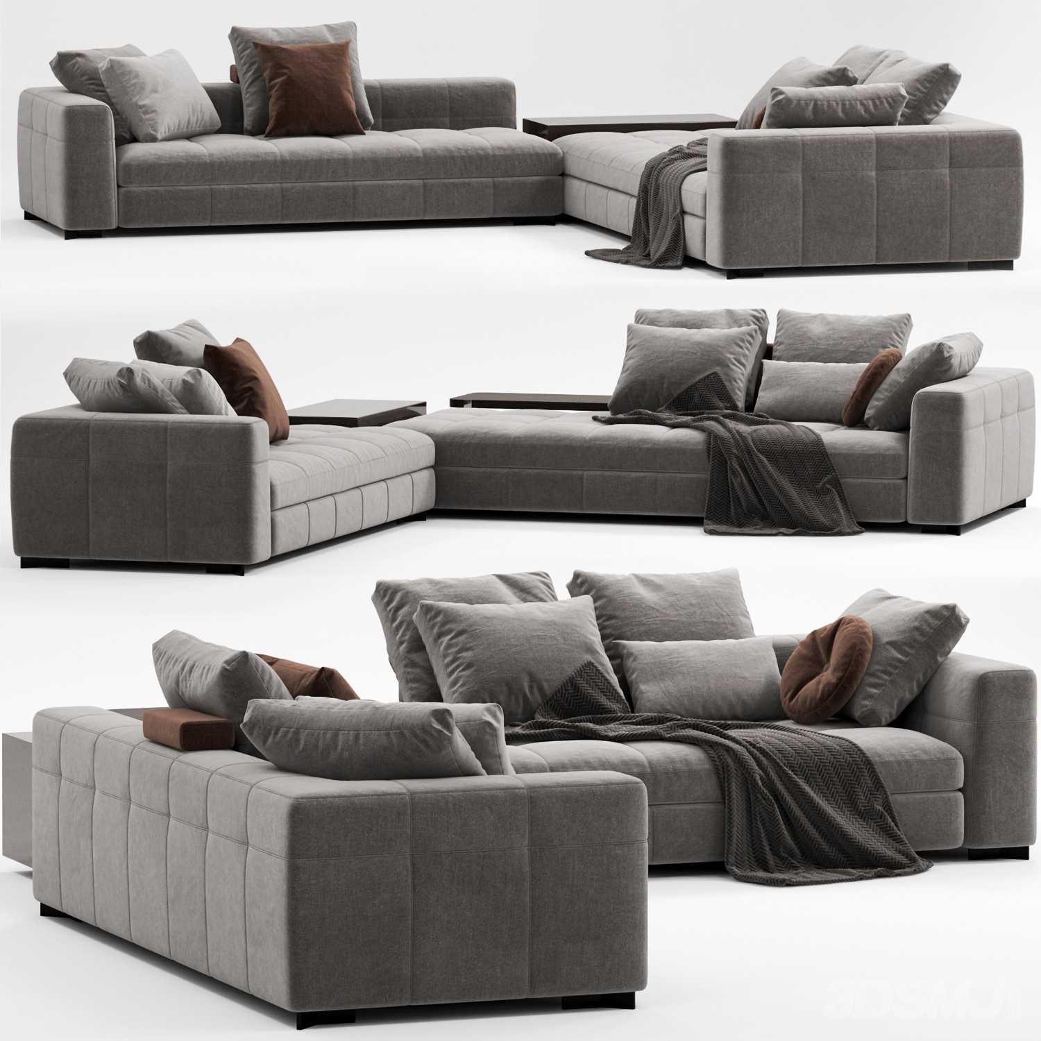 minotti 现代l型多人沙发