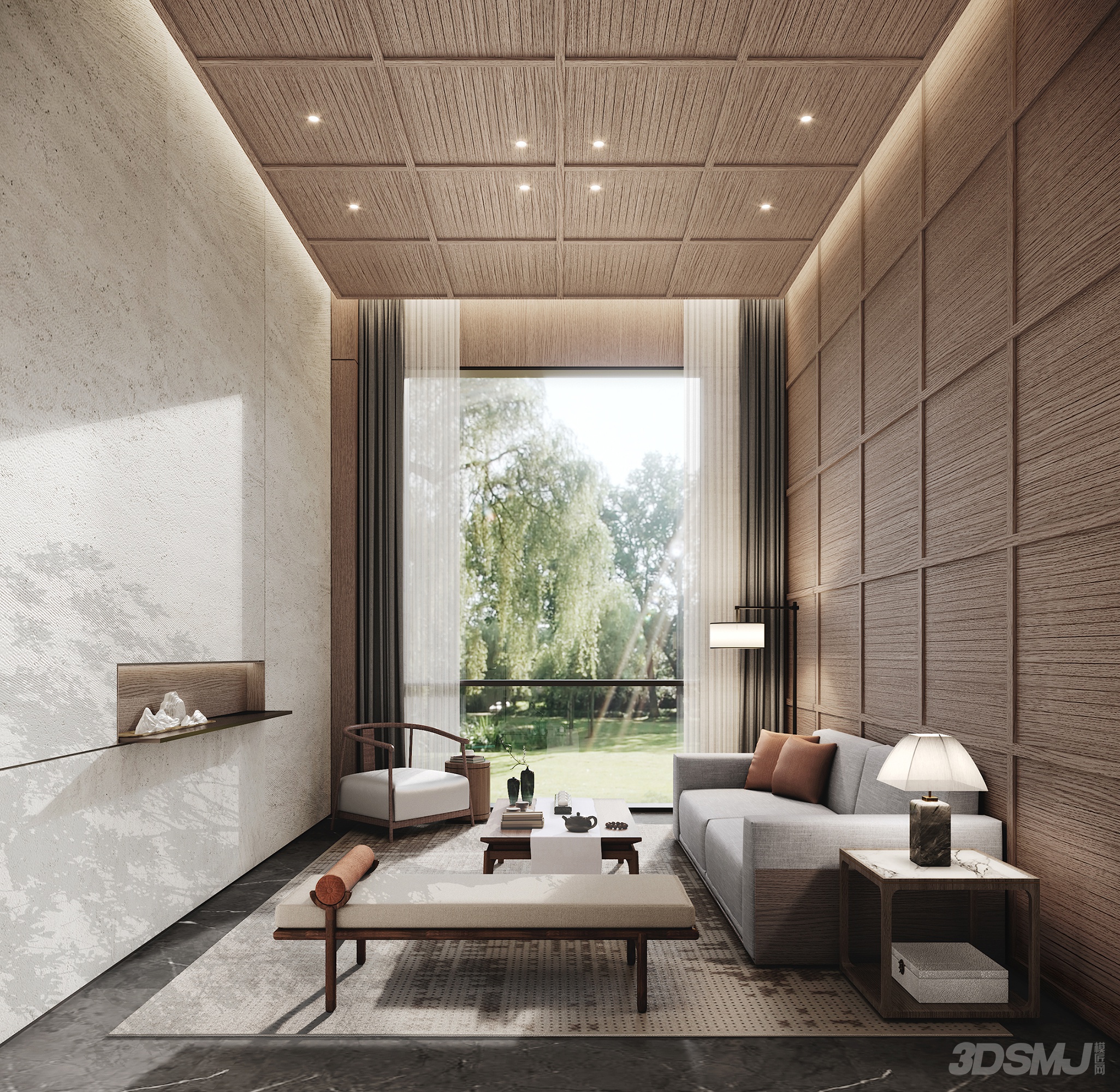 新中式贵宾室会客厅-3d模型-模匠网,3d模型下载,免费模型下载,国外