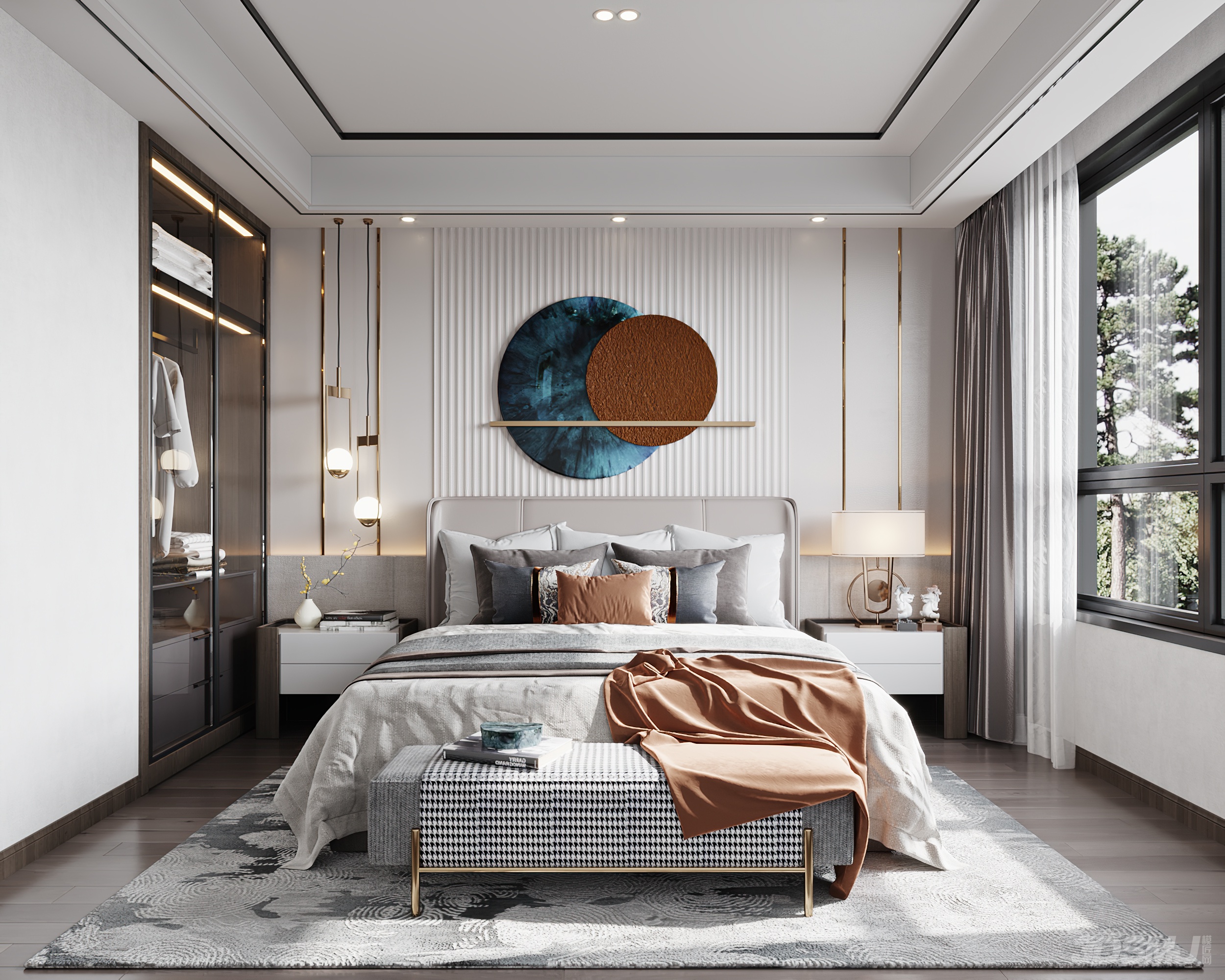 当前位置:3d模型 家装空间       新中式轻奢卧室