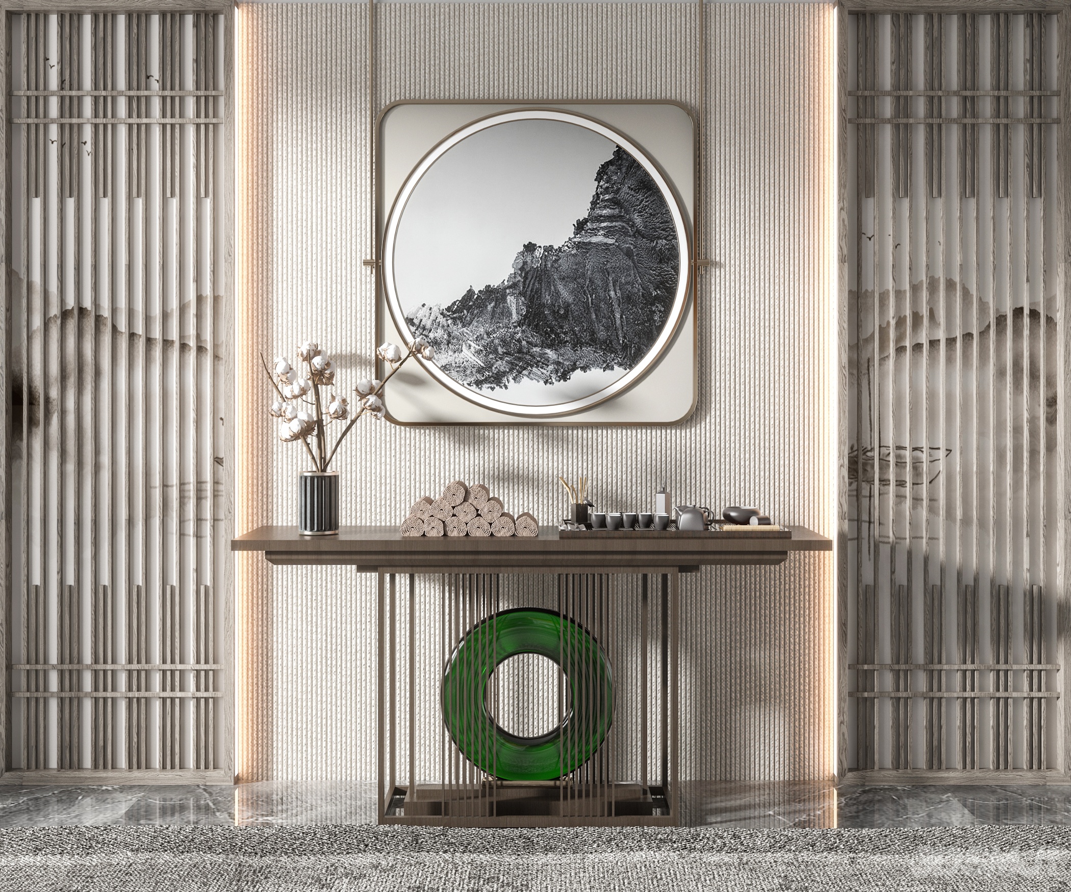 新中式条案端景台-3d模型-模匠网,3d模型下载,免费模型下载,国外模型