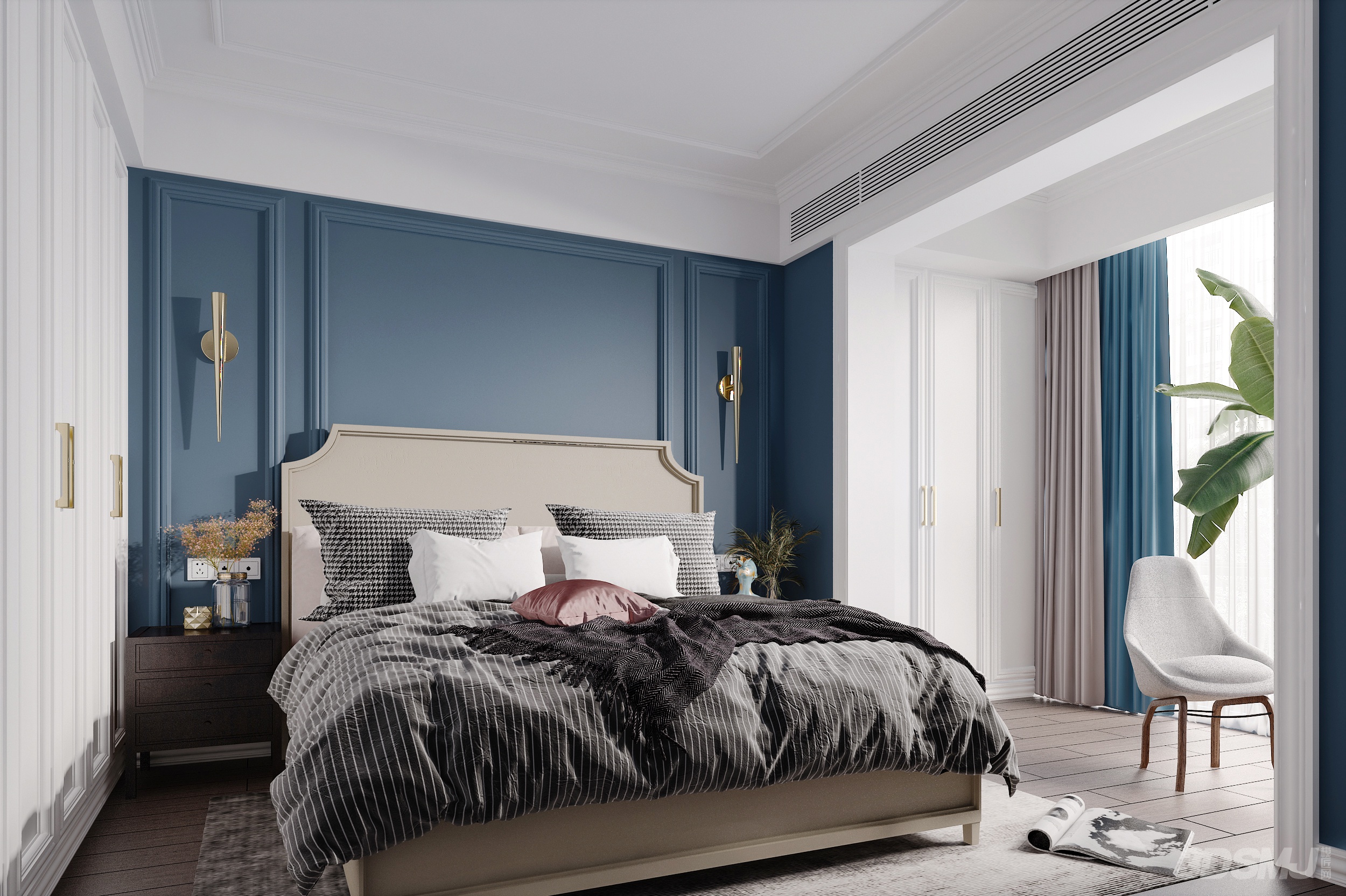 美式现代简约轻奢风格卧室