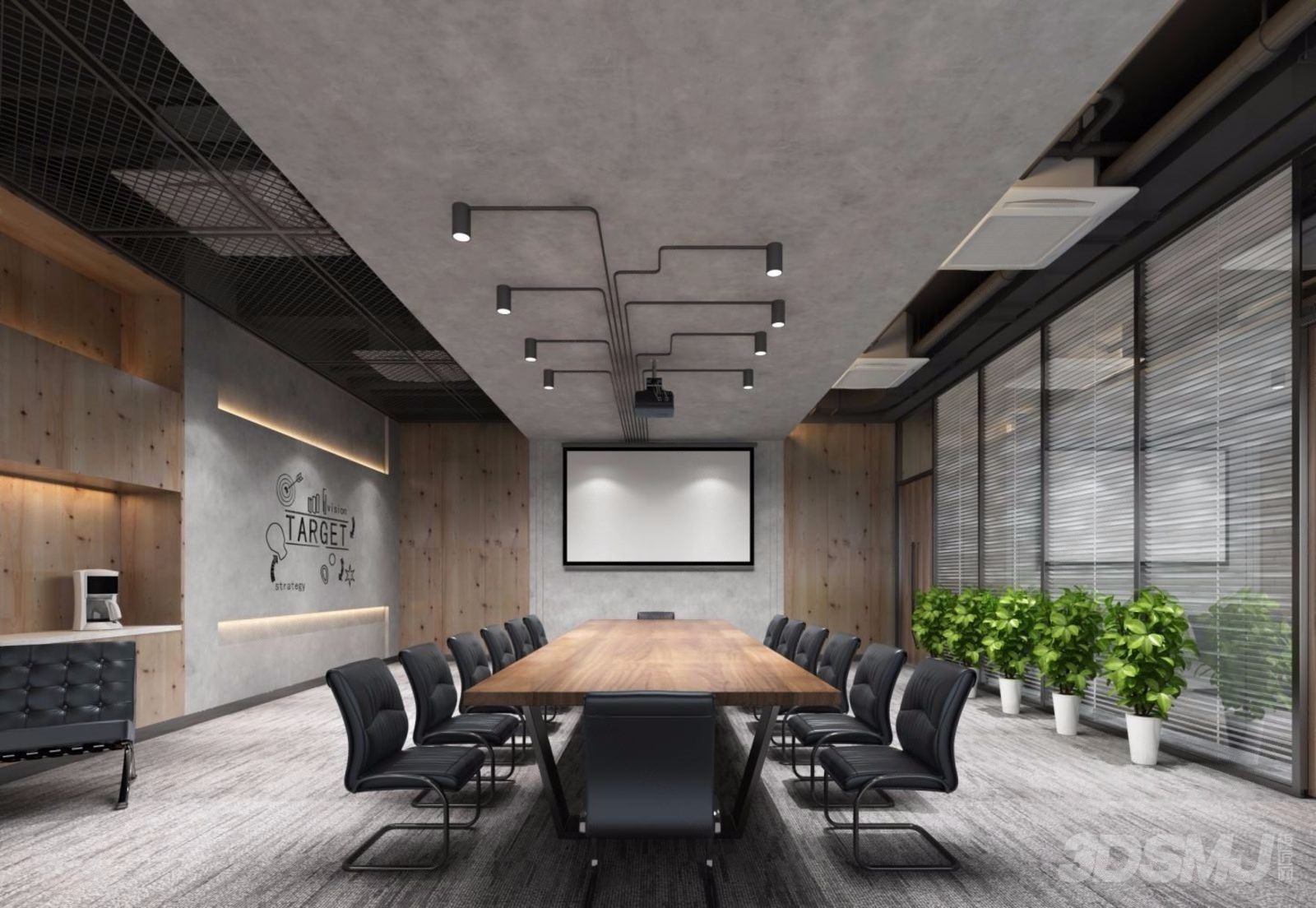 工业风会议室-3d模型-模匠网,3d模型下载,免费模型下载,国外模型下载