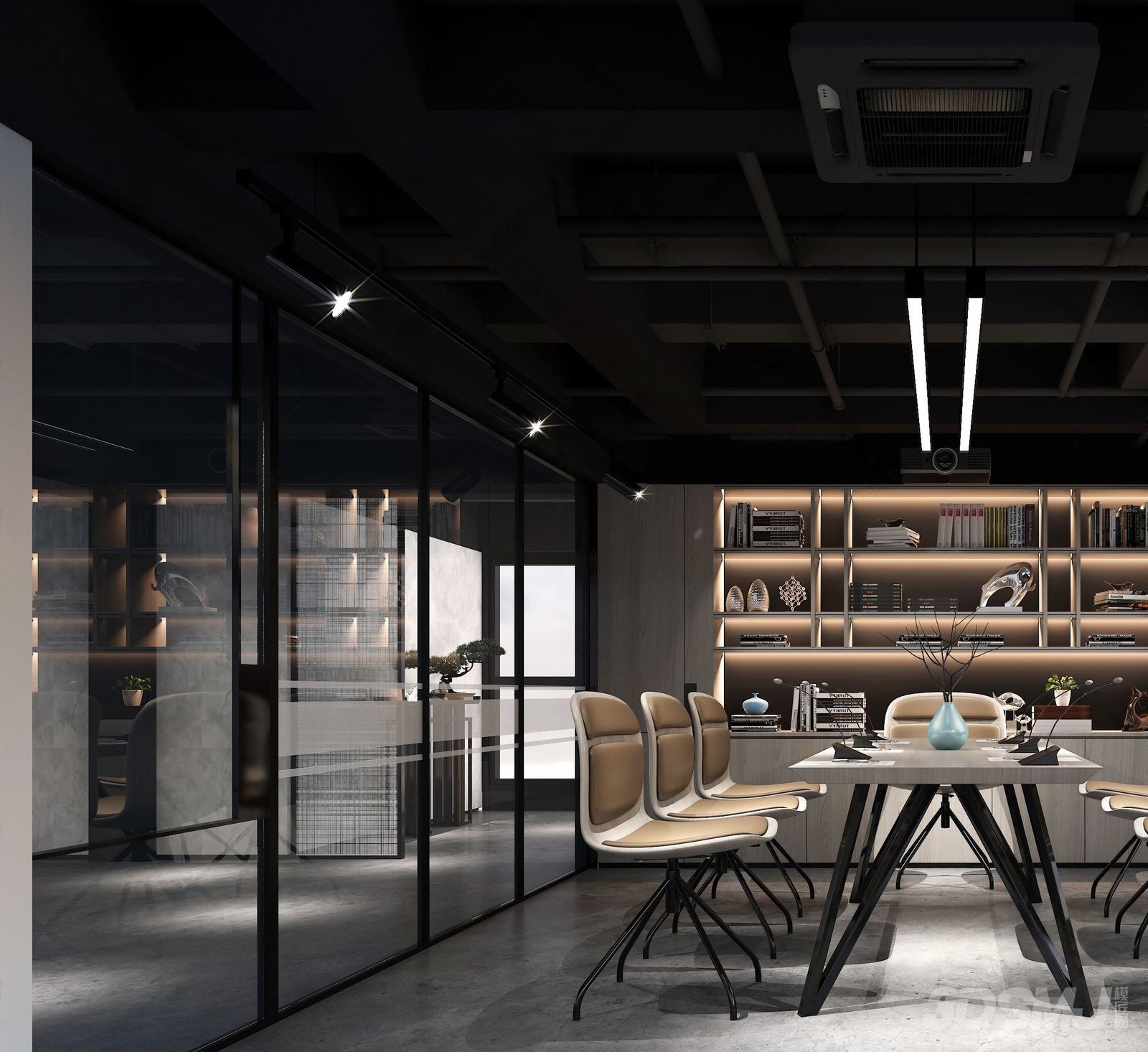 工业风会议室-3d模型-模匠网,3d模型下载,免费模型下载,国外模型下载