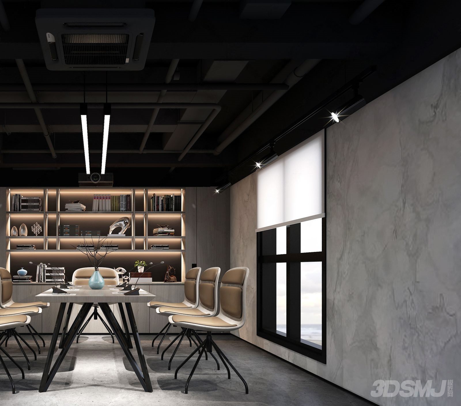 工业风会议室-3d模型-模匠网,3d模型下载,免费模型下载,国外模型下载