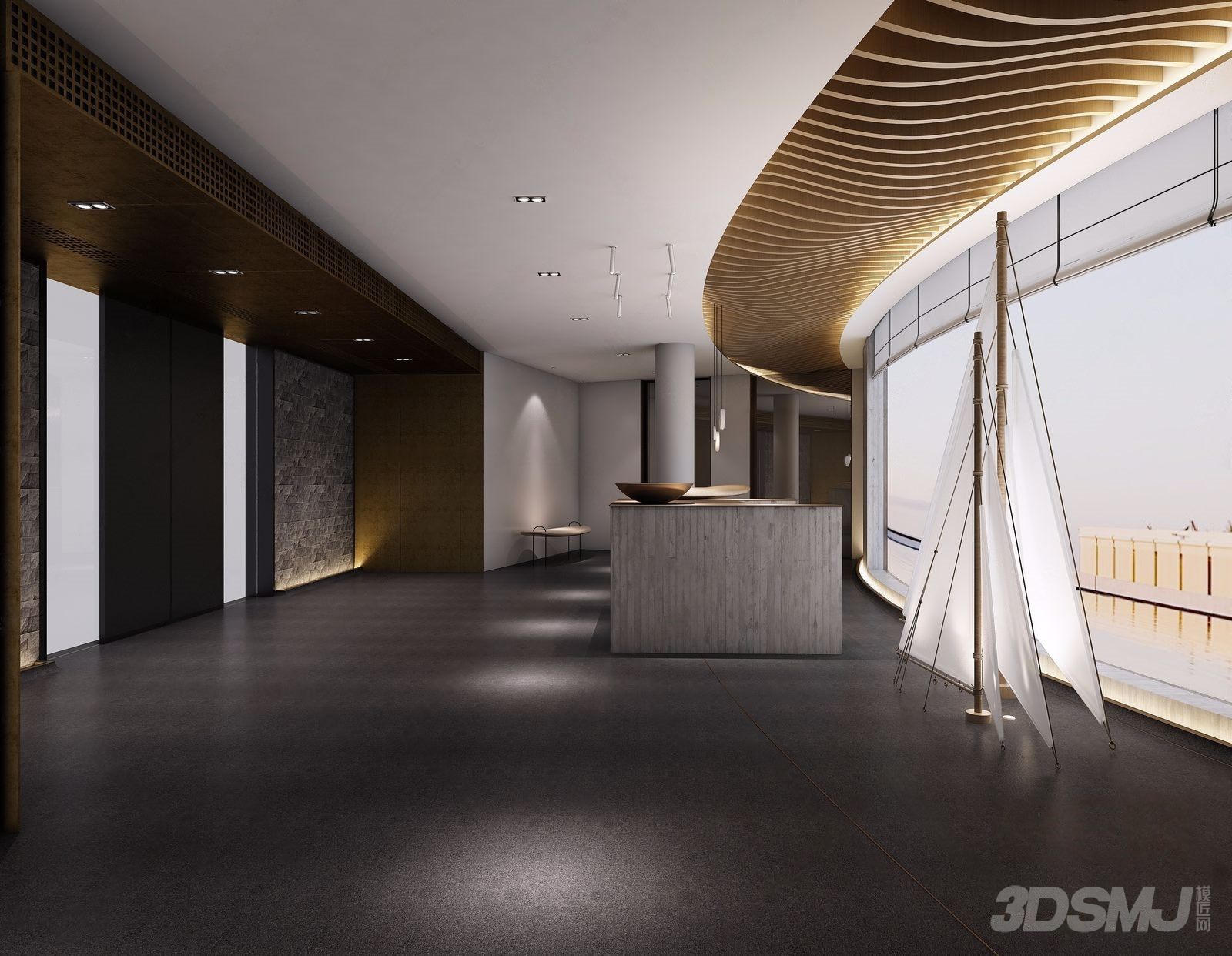 工业风帆船酒店大堂-3d模型-模匠网,3d模型下载,免费模型下载,国外