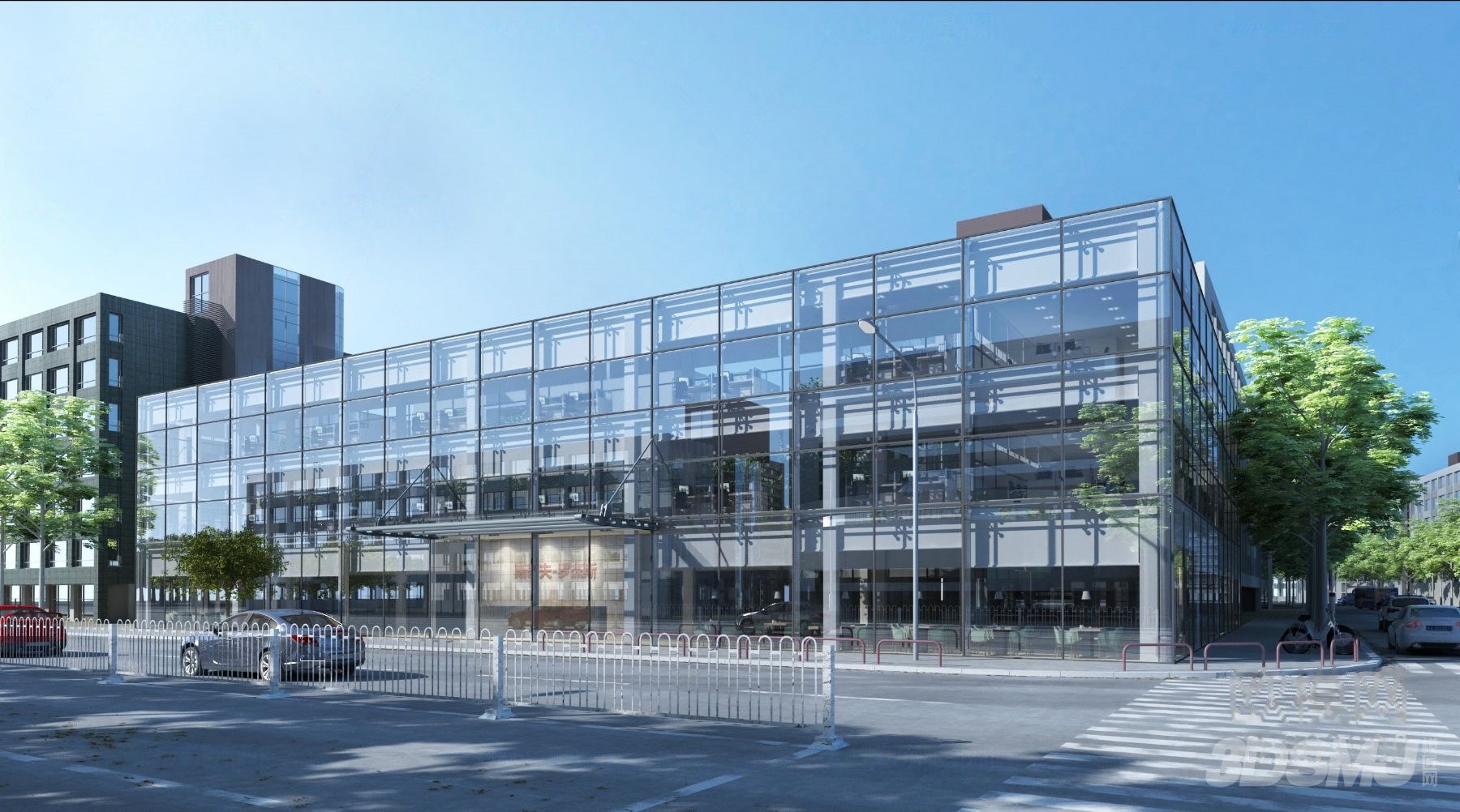 现代玻璃体建筑外观-3d模型-模匠网,3d模型下载,免费模型下载,国外
