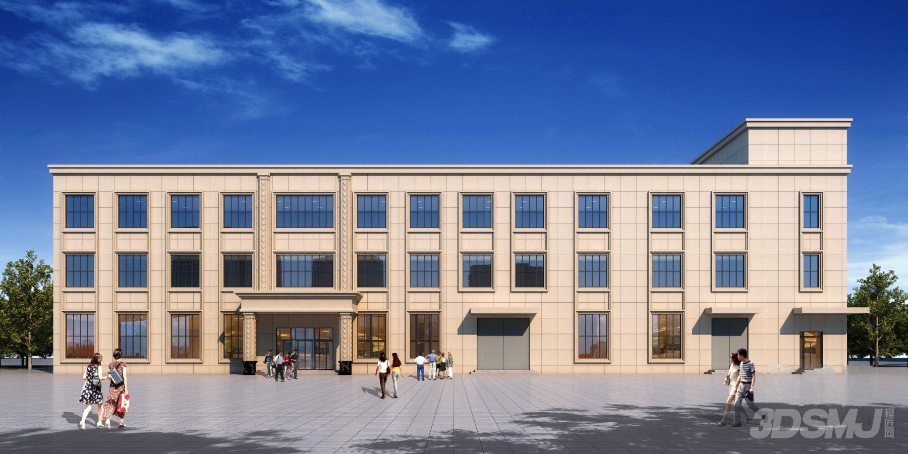 简欧办公楼外观-3d模型-模匠网,3d模型下载,免费模型下载,国外模型下