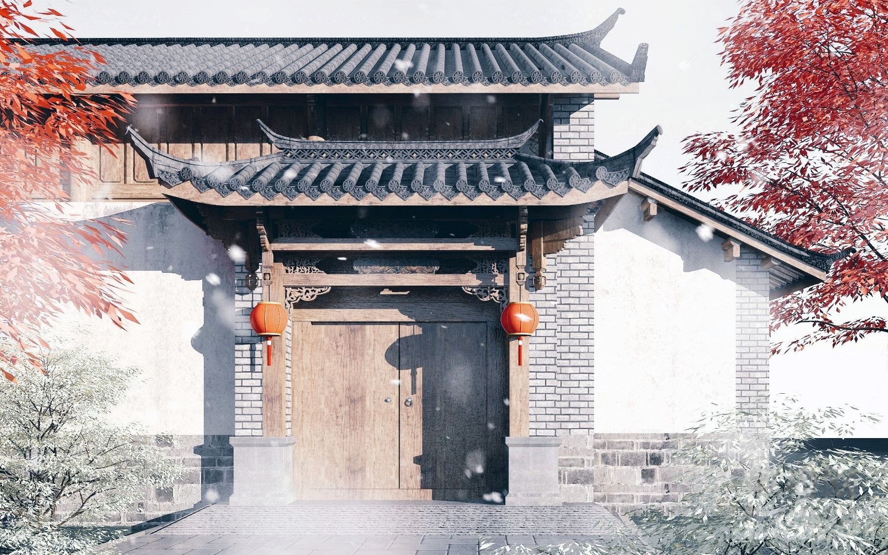 中式门头古建民房大门-模型-模匠网,模型,模型,国外