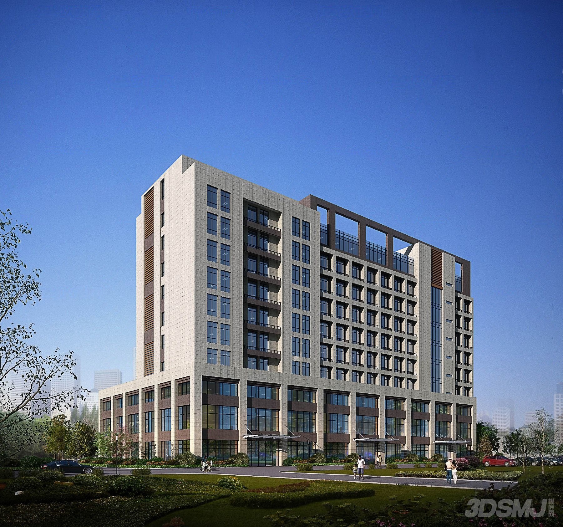现代办公楼建筑外观-3d模型-模匠网,3d模型下载,免费模型下载,国外模