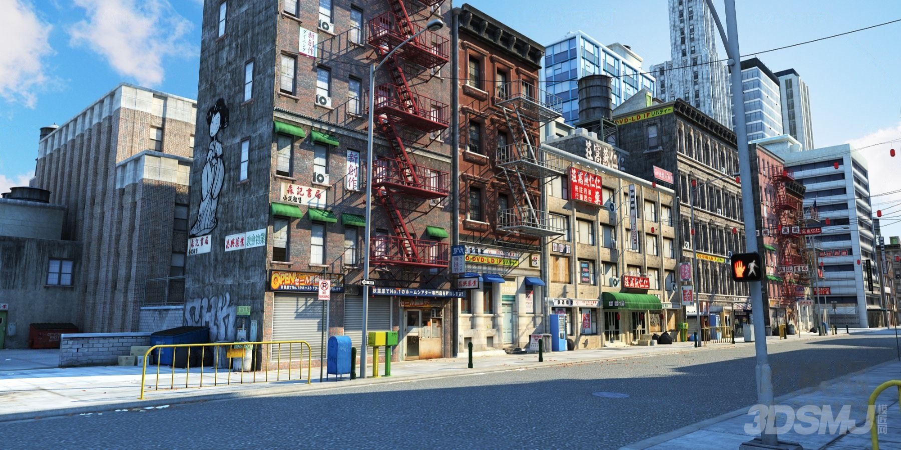 工业风城市街道建筑外观-3d模型-模匠网,3d模型下载,免费模型下载