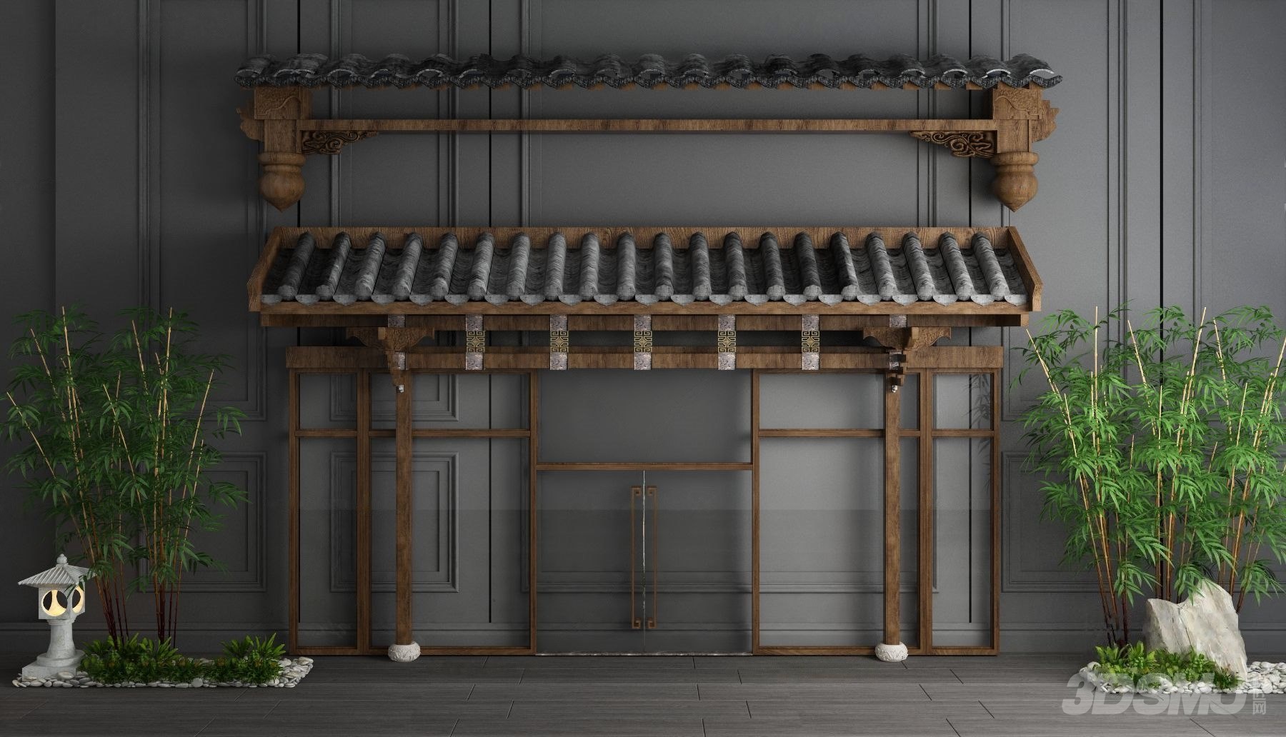 新中式徽派建筑屋顶门头屋檐