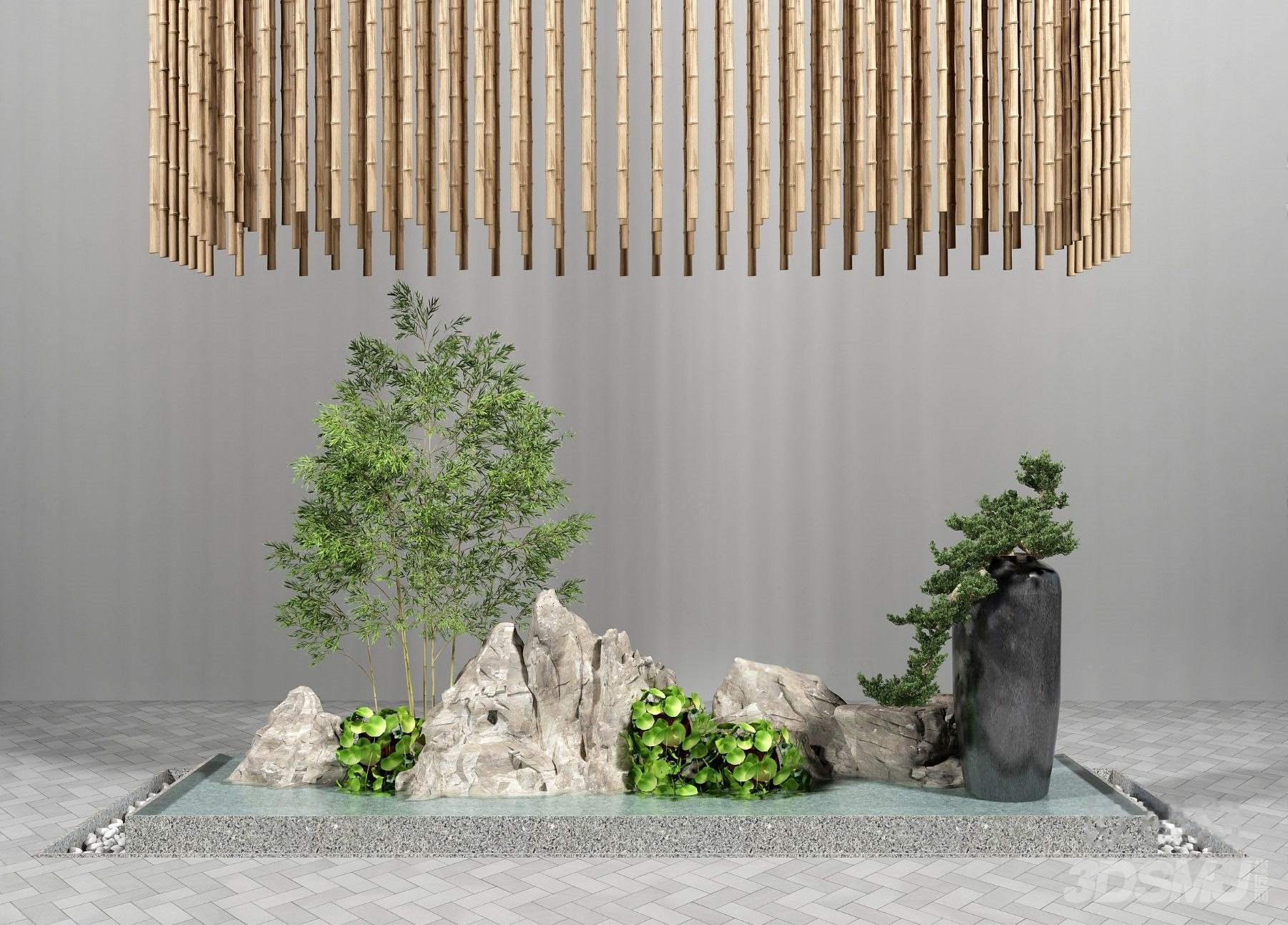 现代室内枯山水景观小品-3d模型-模匠网,3d模型下载,免费模型下载