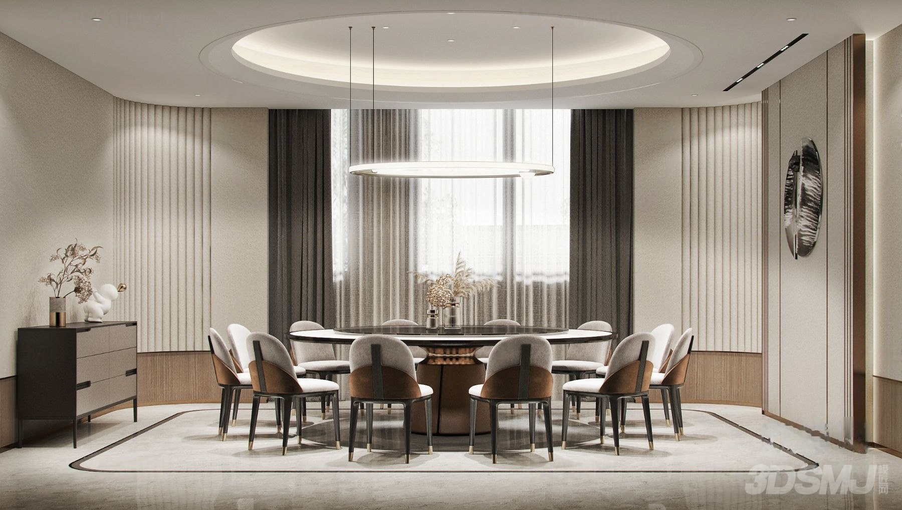 现代轻奢餐厅包间3d模型