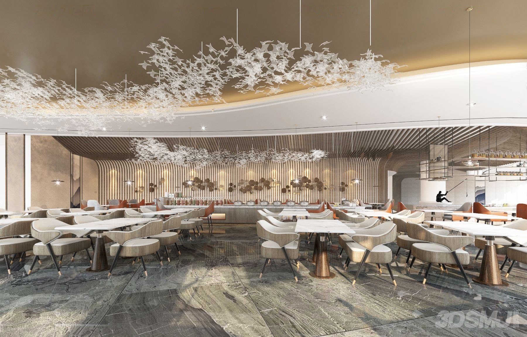 现代酒店自助餐厅3d模型