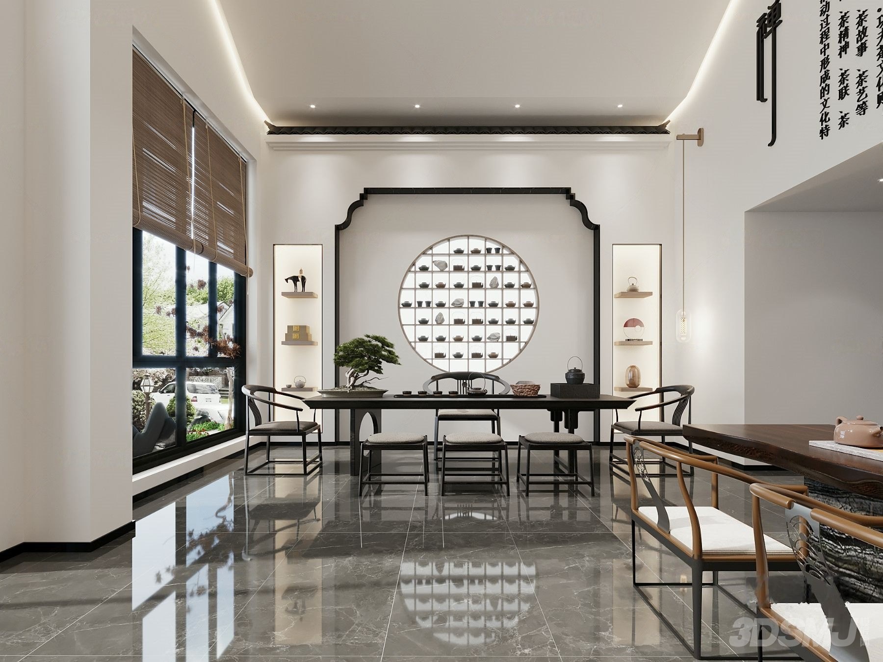 新中式茶叶店茶会所3d模型-3d模型-模匠网,3d模型下
