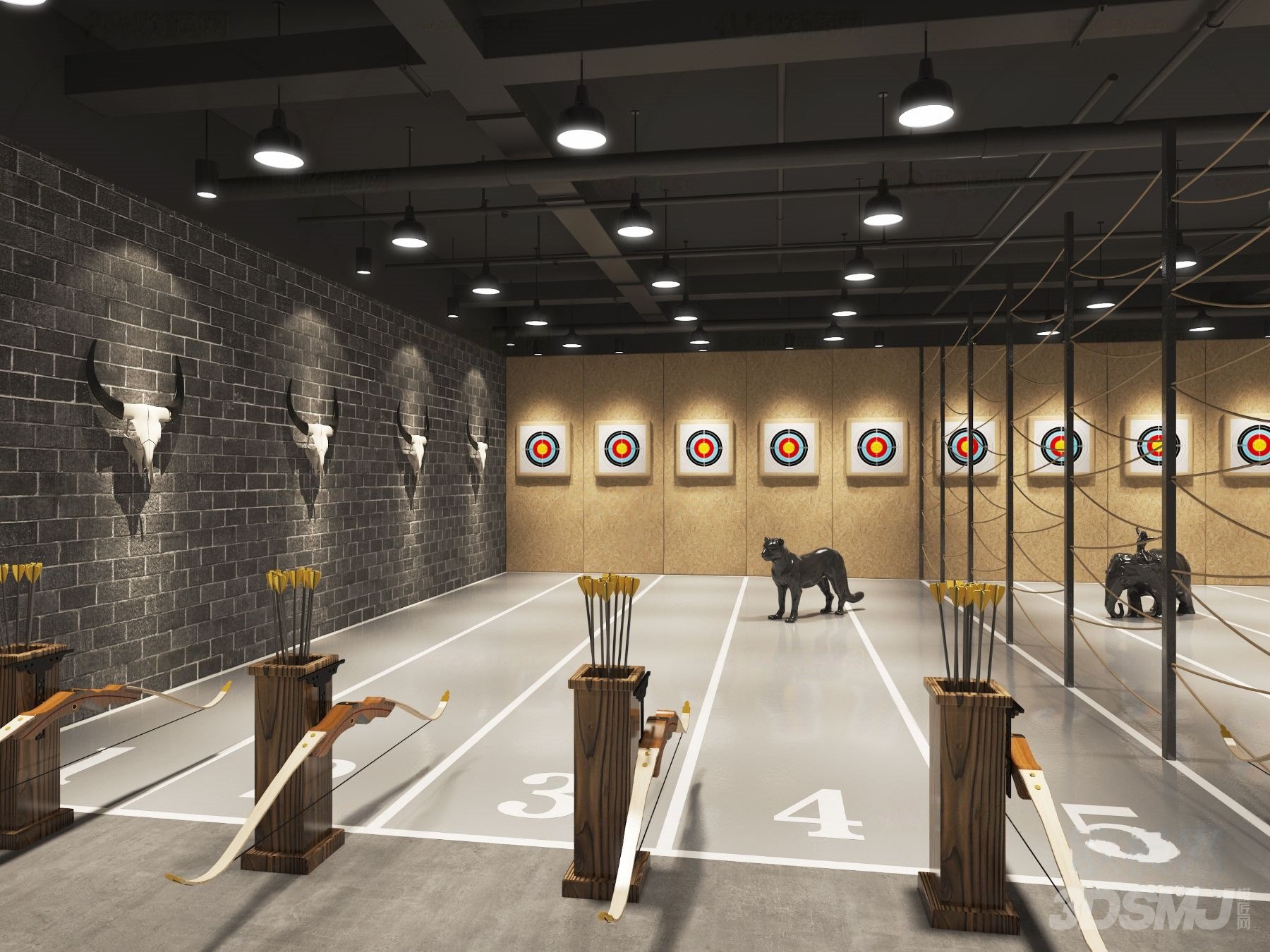 新中式射箭馆-3d模型-模匠网,3d模型下载,免费模型下载,国外模型下载