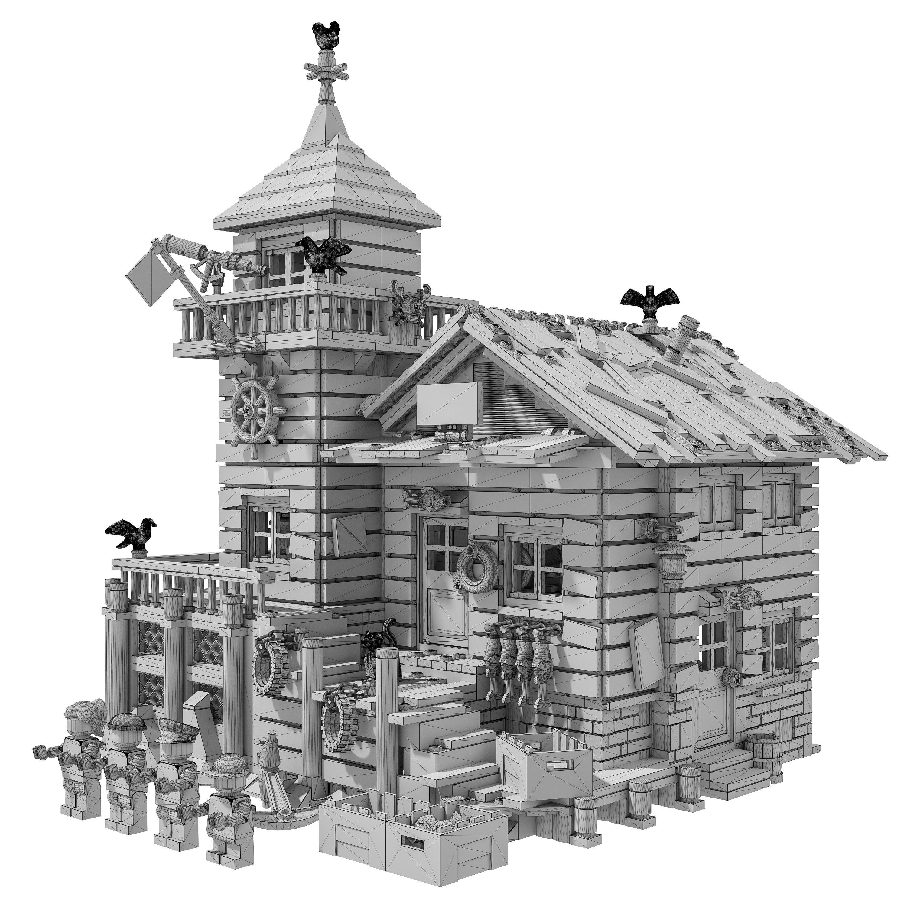 乐高渔夫小屋玩具模型