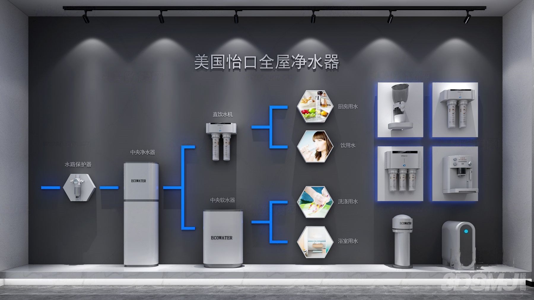 現代淨水器展廳3d模型-3d模型-模匠網,3d模型下載,免費模型下載,國外