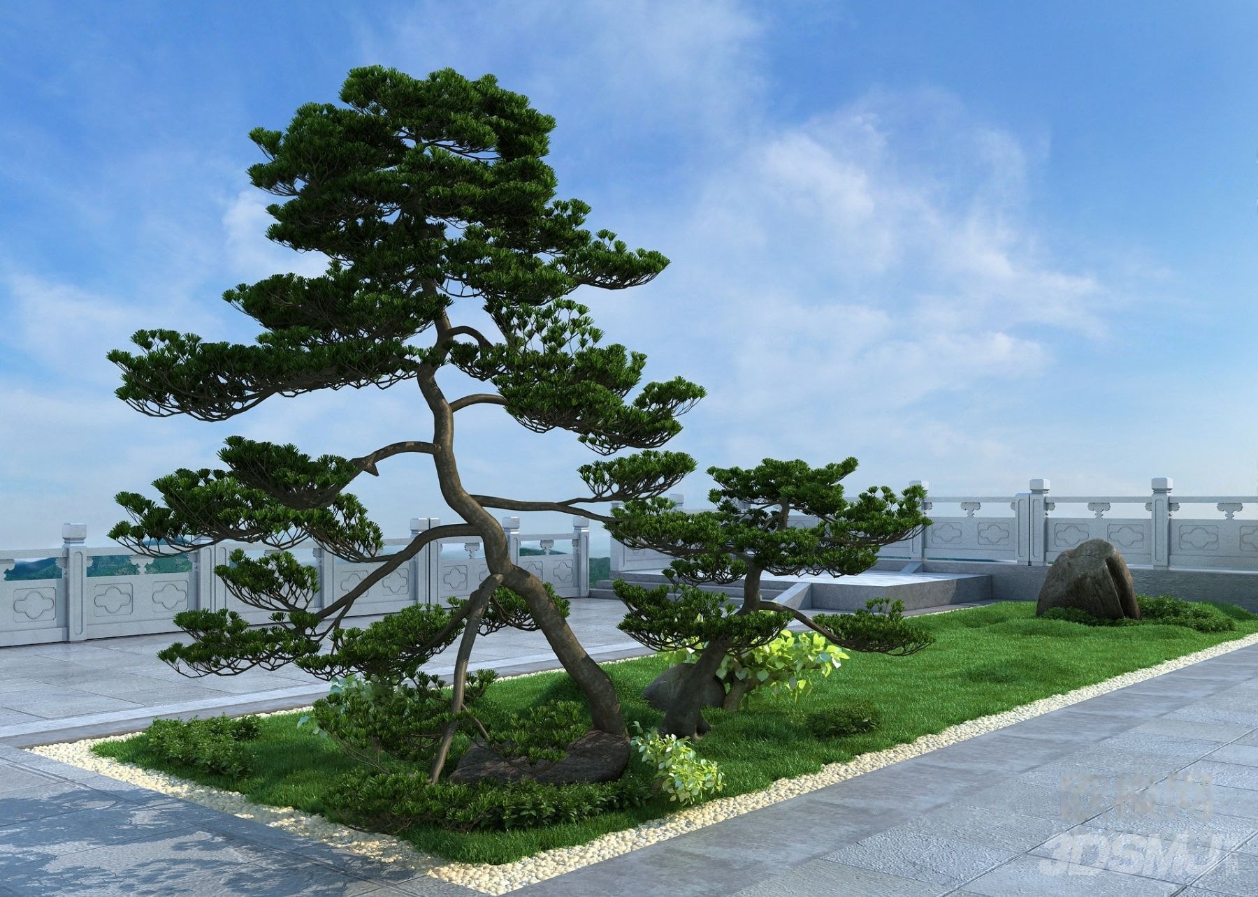 新中式景观松树