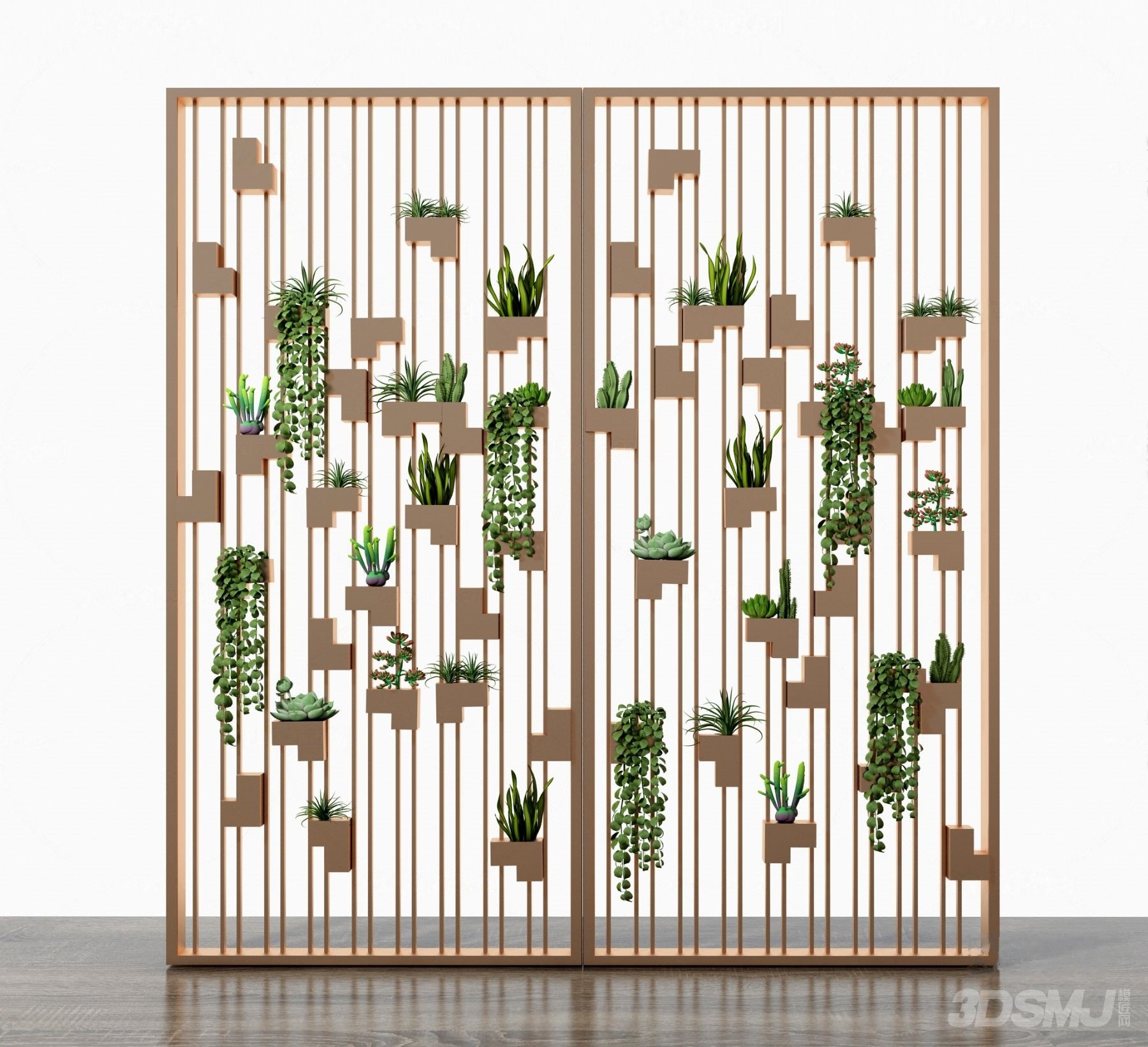 现代绿植屏风隔断3d模型