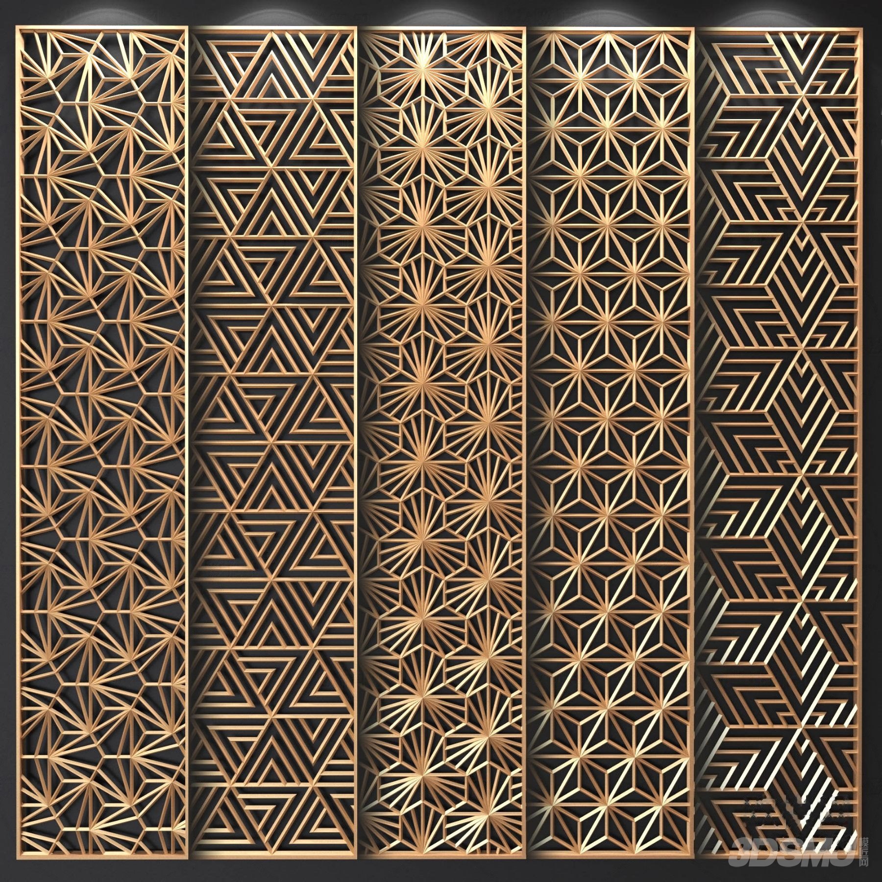 现代金属花格屏风3d模型