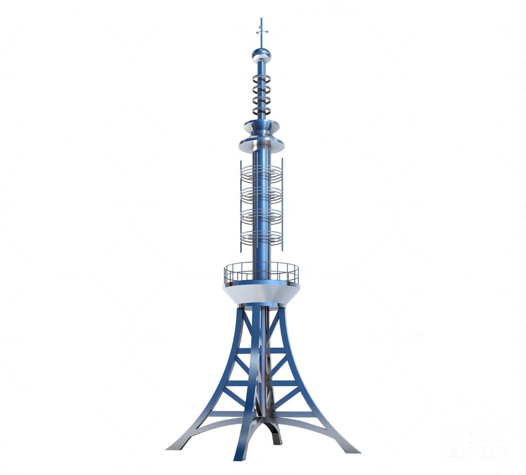 现代楼顶信号通讯电塔3d模型