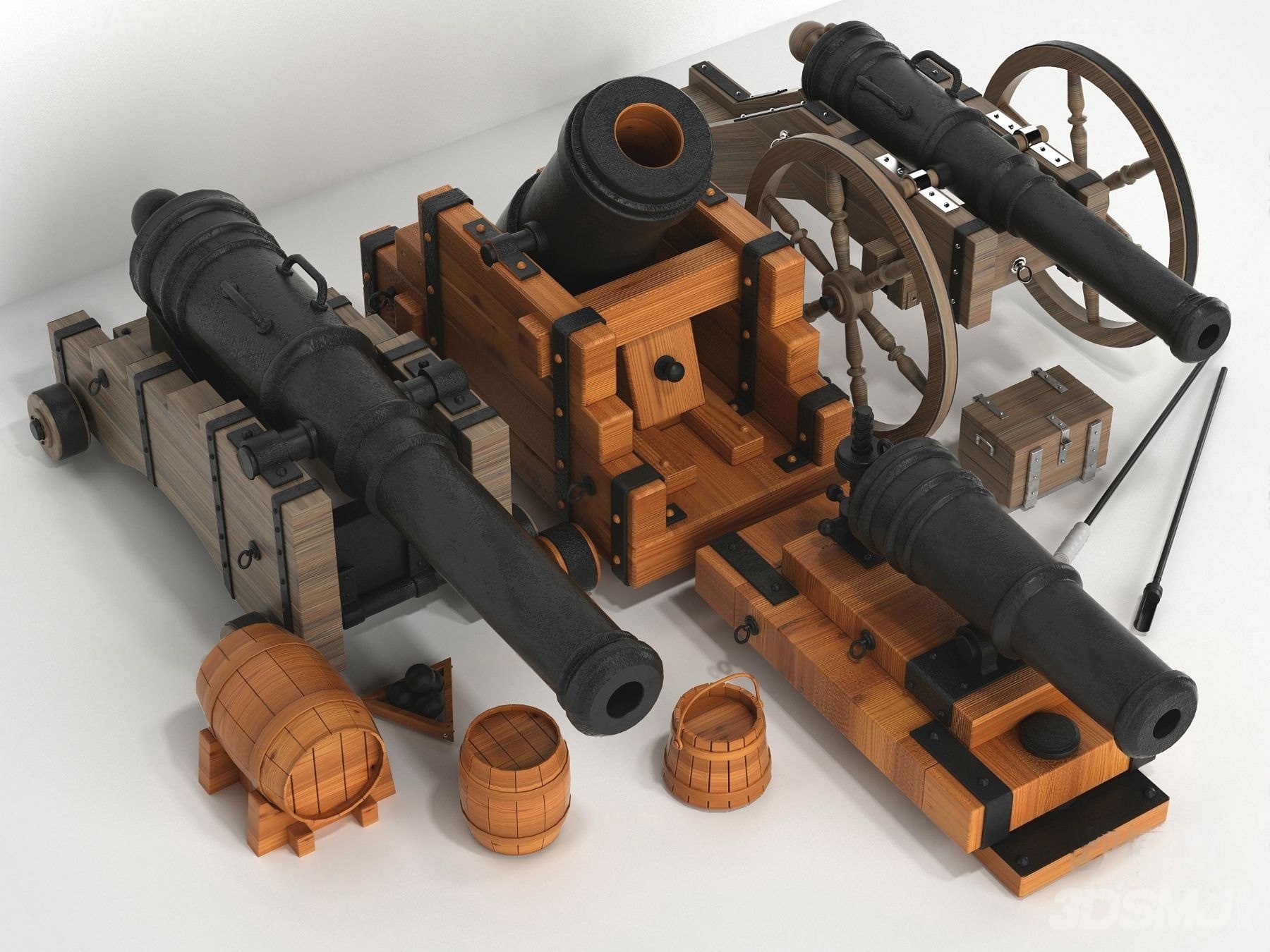 工业风古代火炮武器3d模型-3d模型-模匠网,3d模型下载,免费模型下载