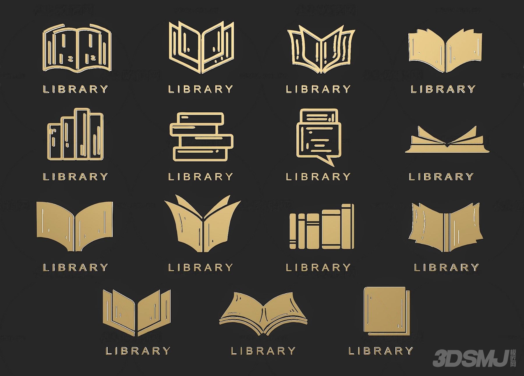 现代图书馆金属标识3d模型-3d模型-模匠网,3d模型下载,免费模型下载