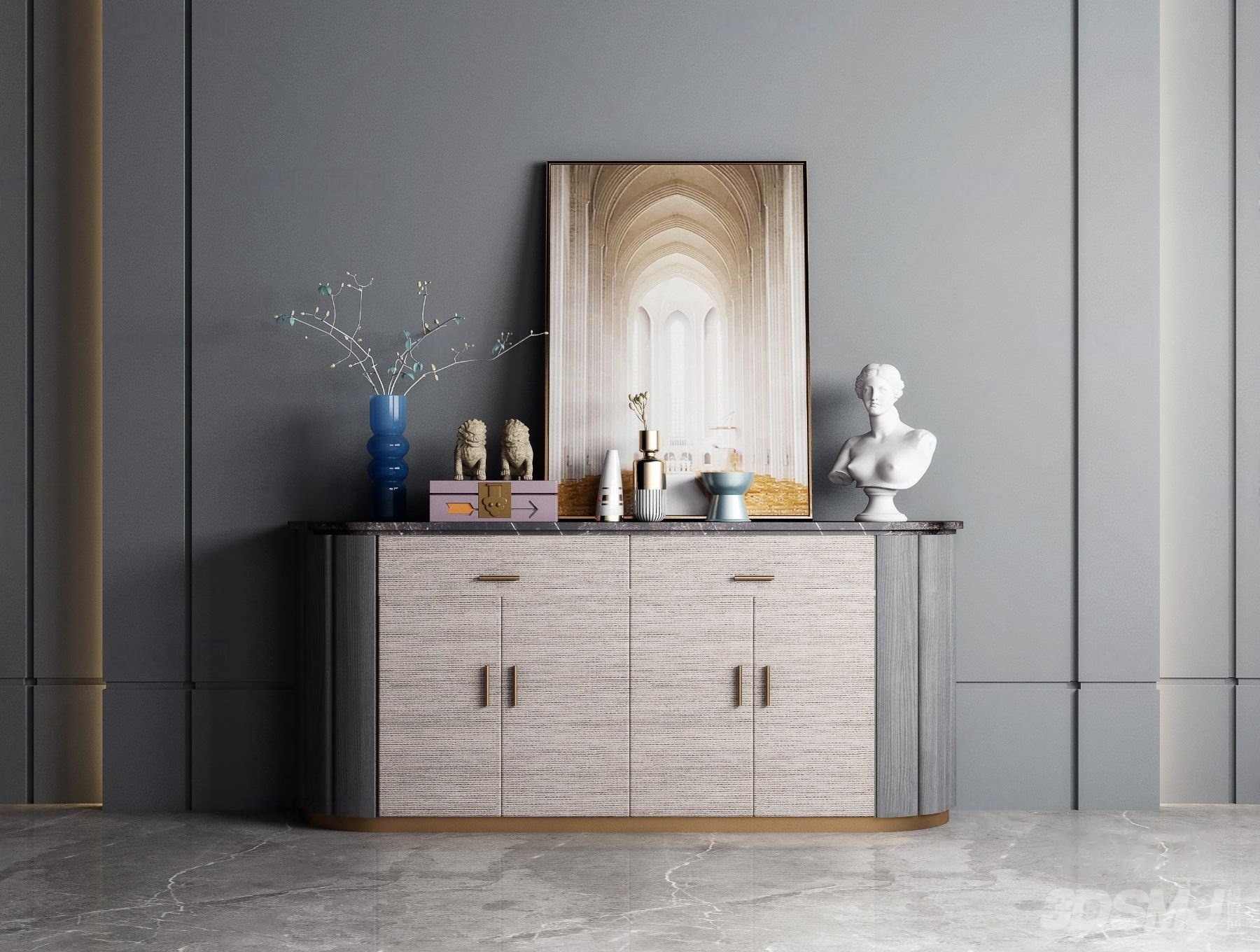 现代玄关端景柜3d模型-3d模型-模匠网,3d模型下载,免费模型下载,国外