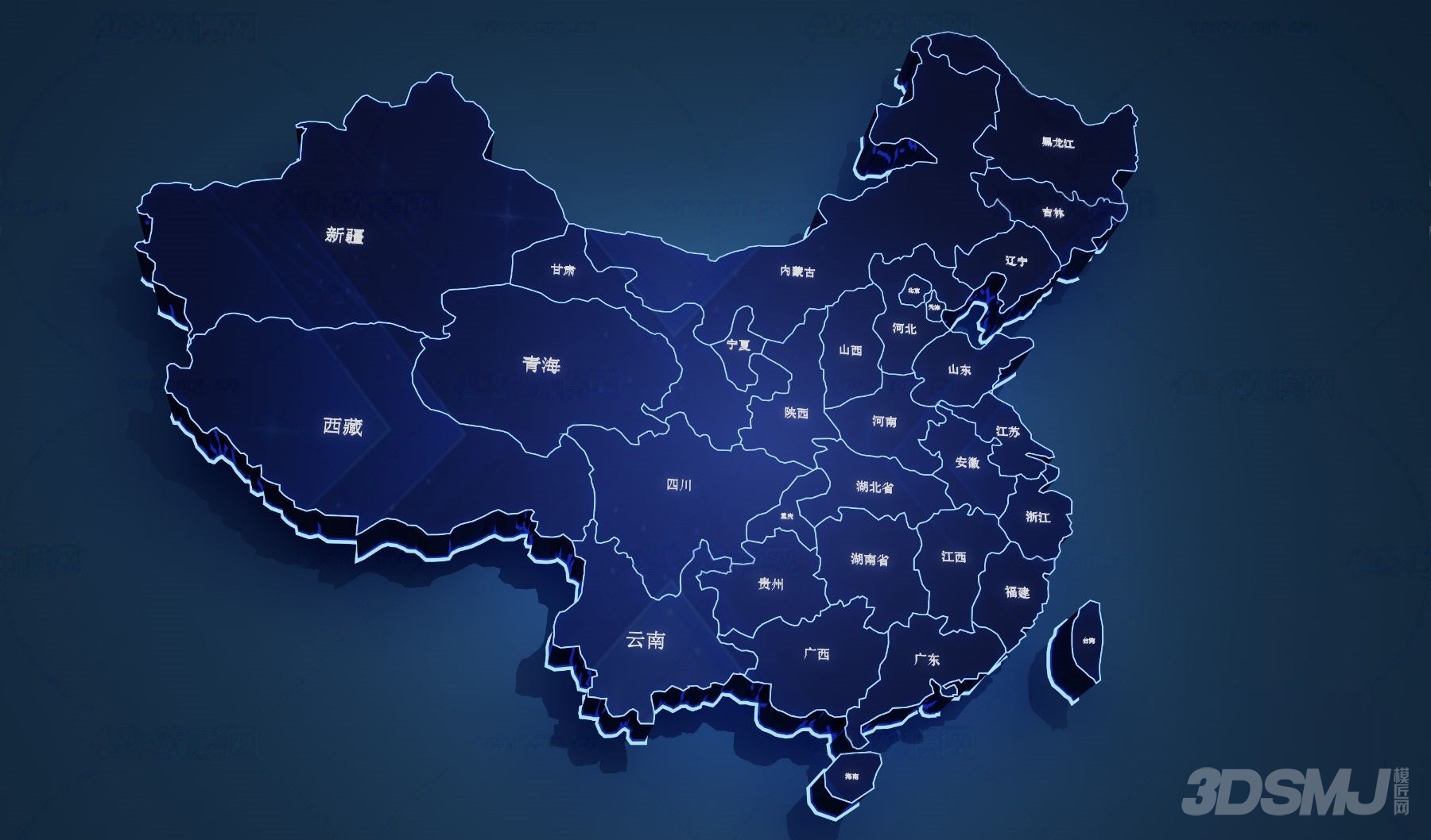 现代中国地图墙饰3d模型