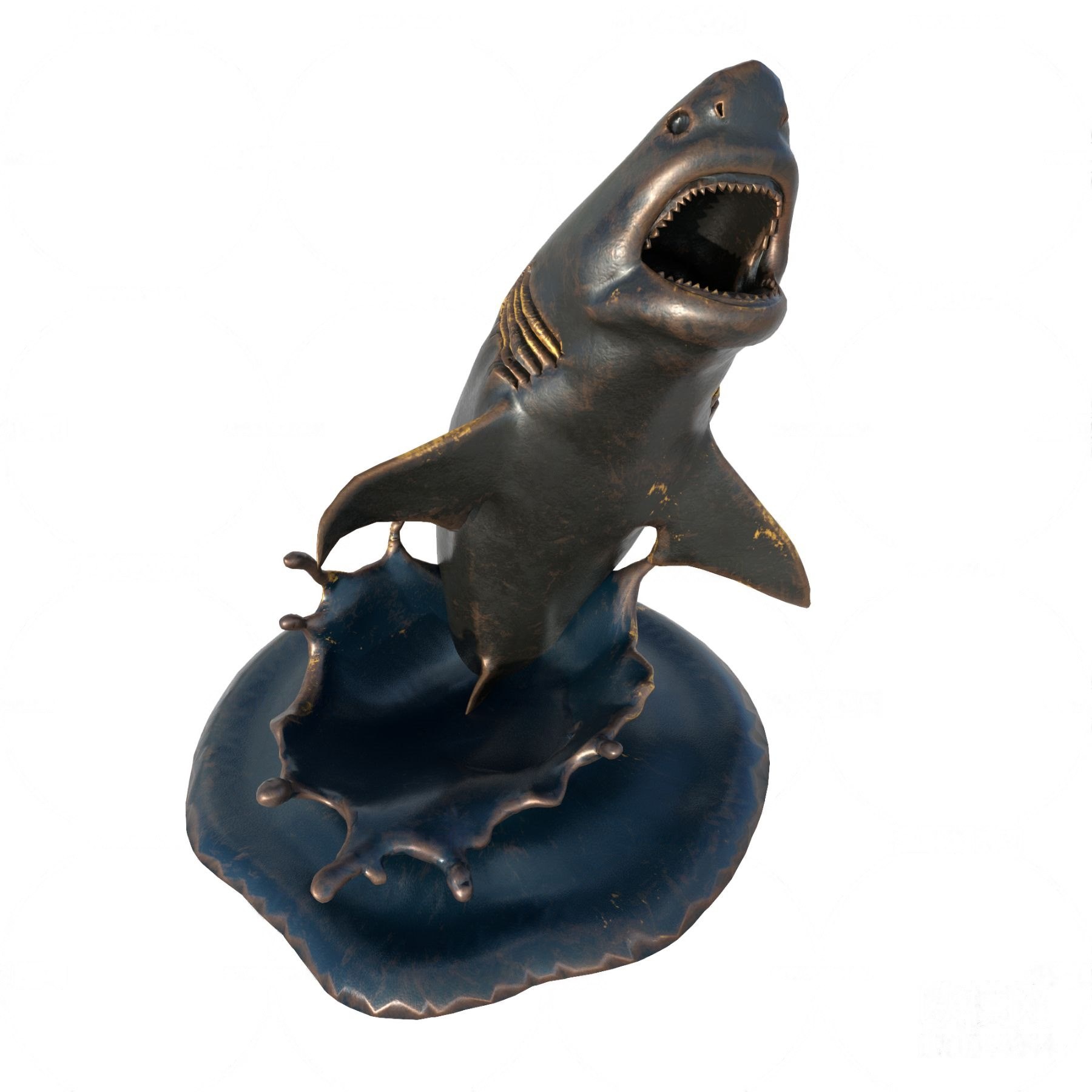 现代鲨鱼雕塑3d模型