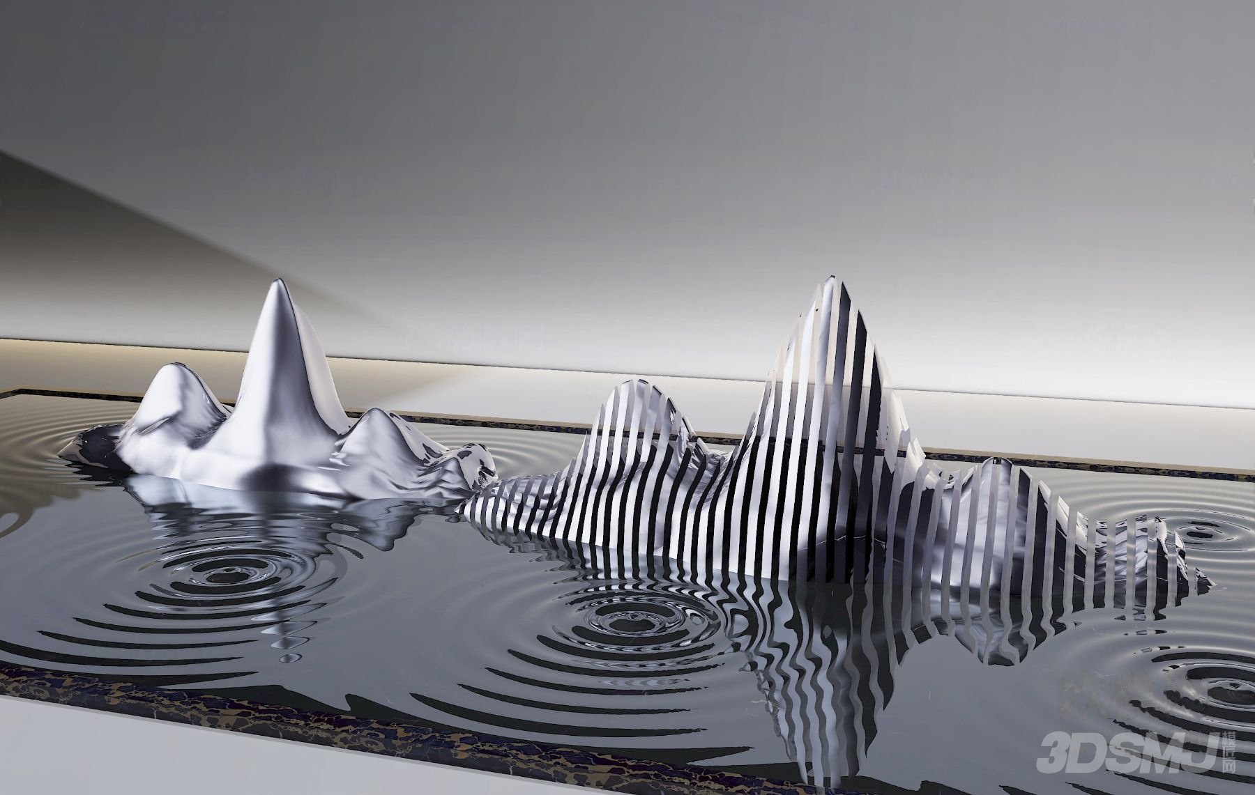 现代山体雕塑小品3d模型