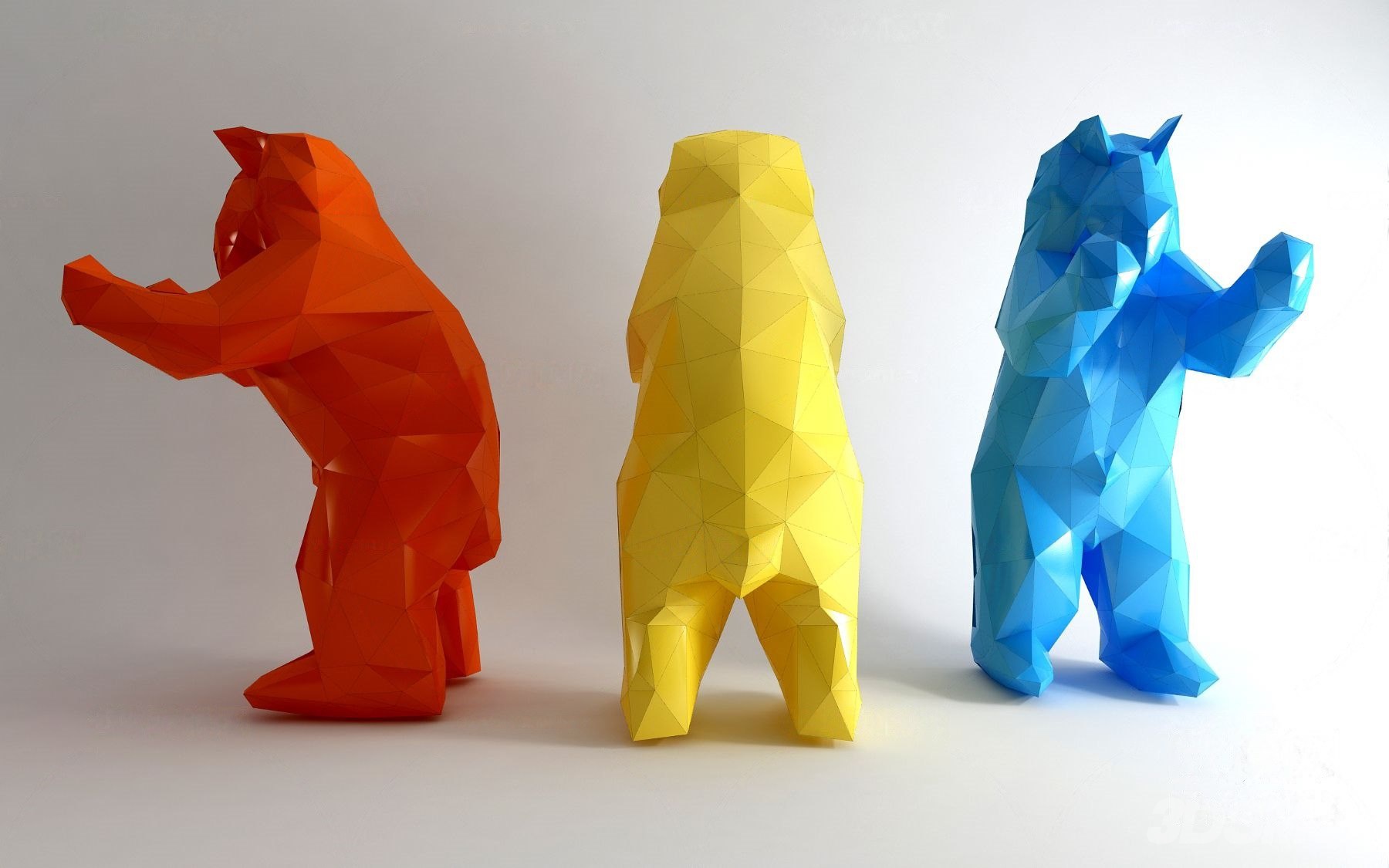 现代几何熊玩具摆件3d模型