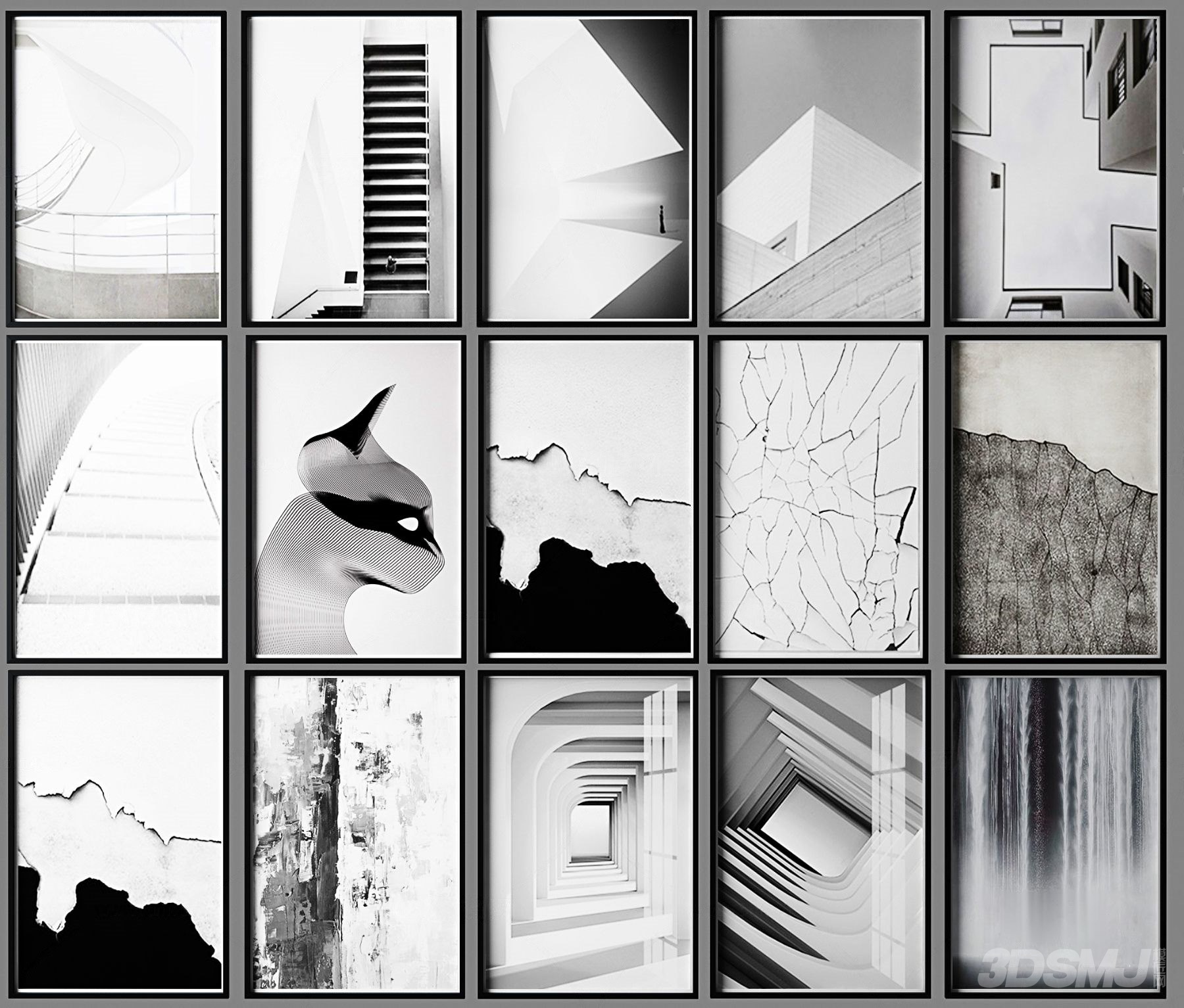 现代黑白建筑装饰画3d模型