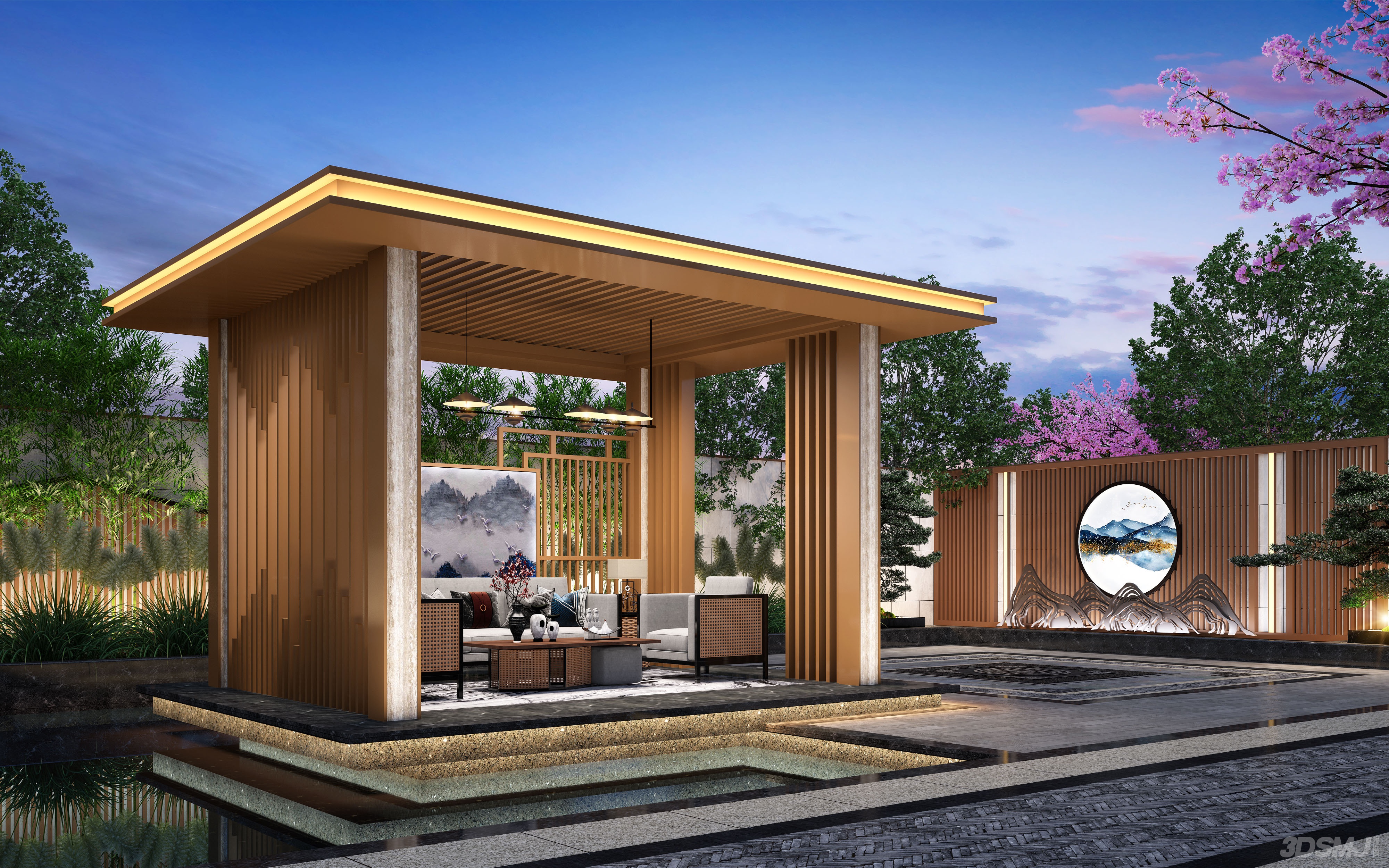当前位置:3d模型 户外建筑 园林景观 新中式凉亭景观