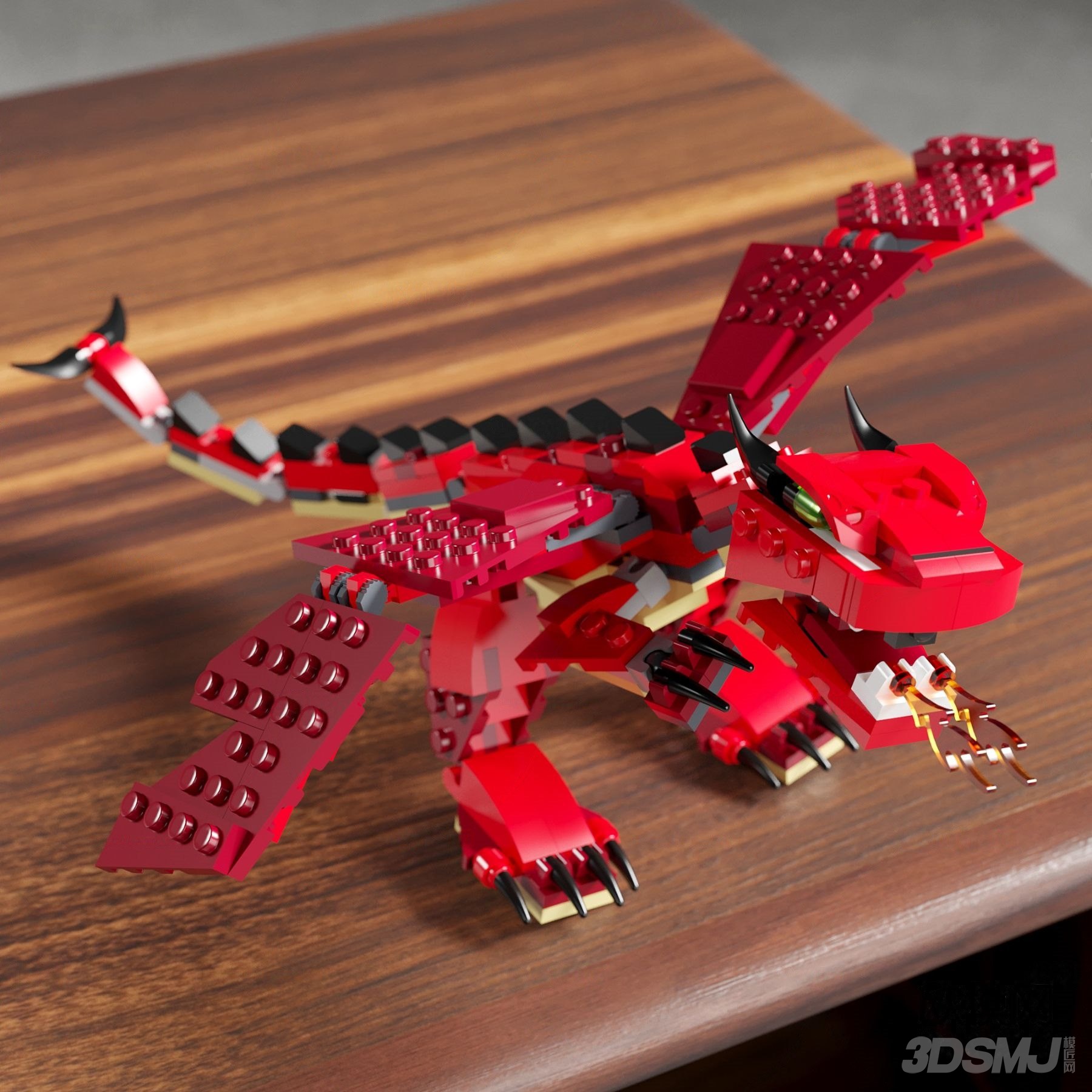 现代乐高红色翼龙玩具3d模型-3d模型-模匠网,3d模型下载,免费模型下载
