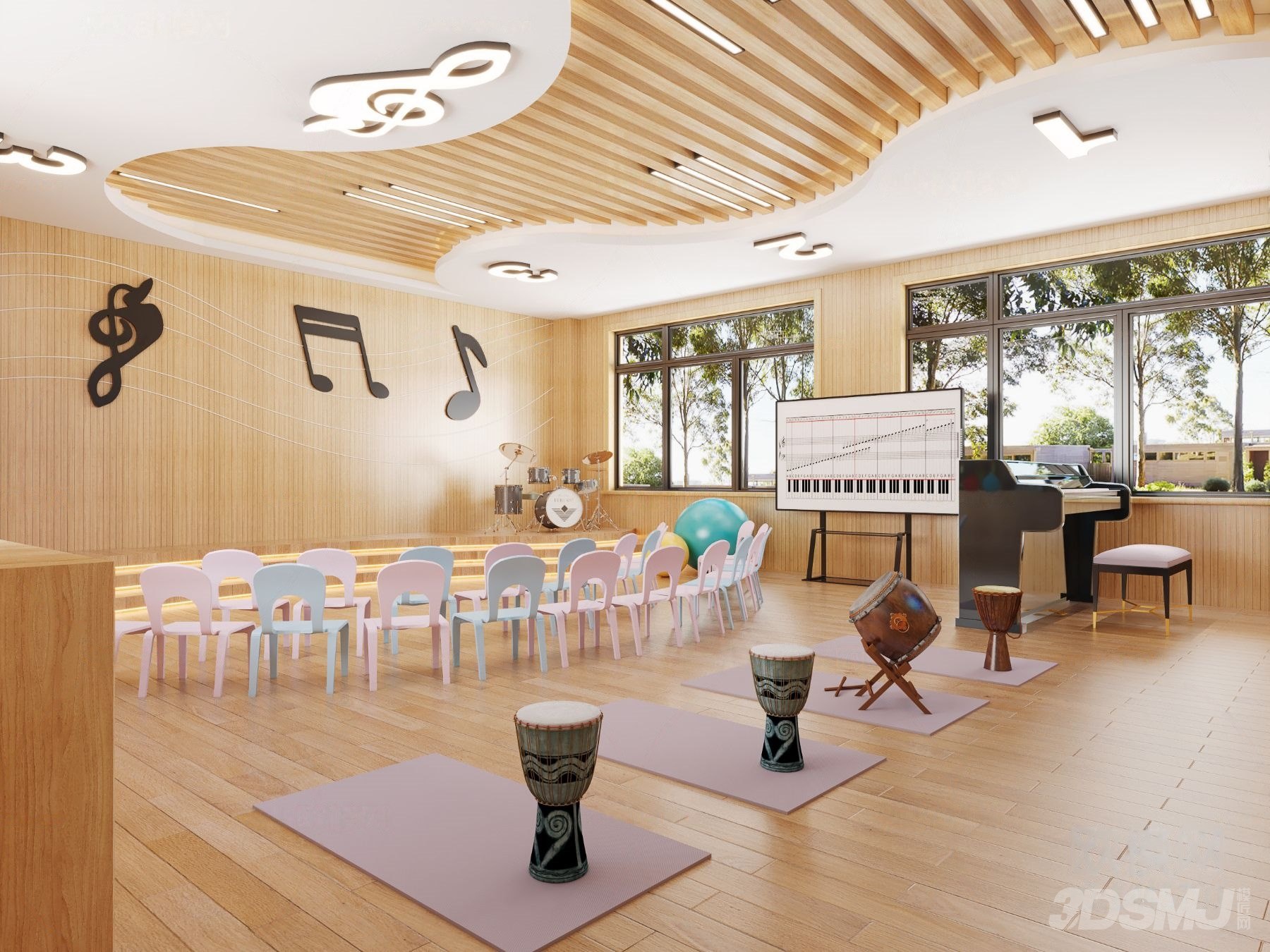 现代幼儿园音乐教室3d模型-3d模型-模匠网,3d模型下载,免费模型下载
