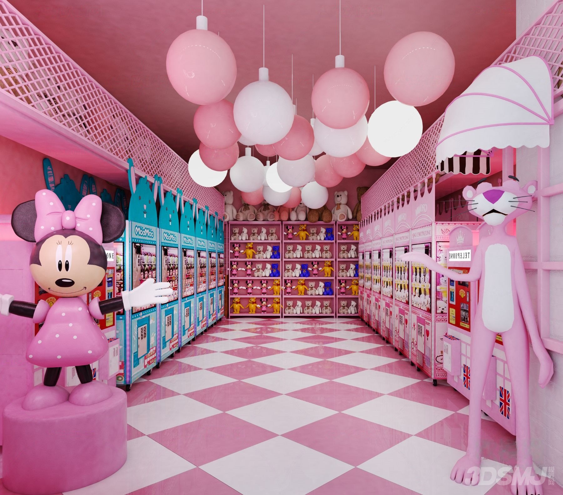 现代网红娃娃机玩具店-3d模型-模匠网,3d模型下载,免费模型下载,国外